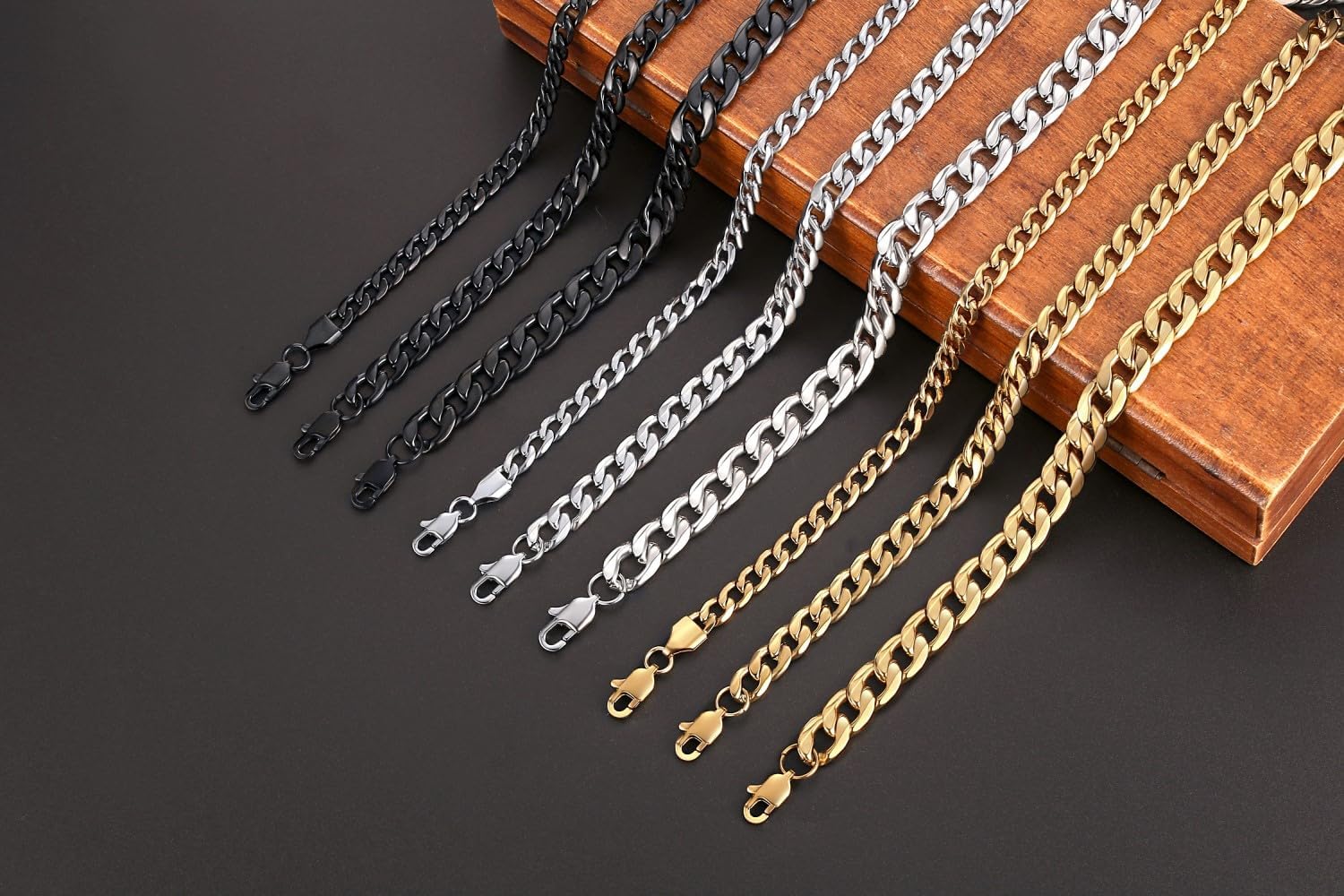 Stainless Steel Cuban Link Chain for Men, Silver/18k Gold Plated Necklace Chain for Men, 5mm/7mm/9mm Mens Chains Necklaces, 18"-30" - Image 5