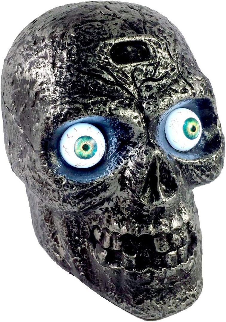 Liberty Imports Sound Activated Skull with Light Up Eyes and Creepy Sounds - Halloween Party Prop Spooky Decoration for Haunted House, Indoor Decor