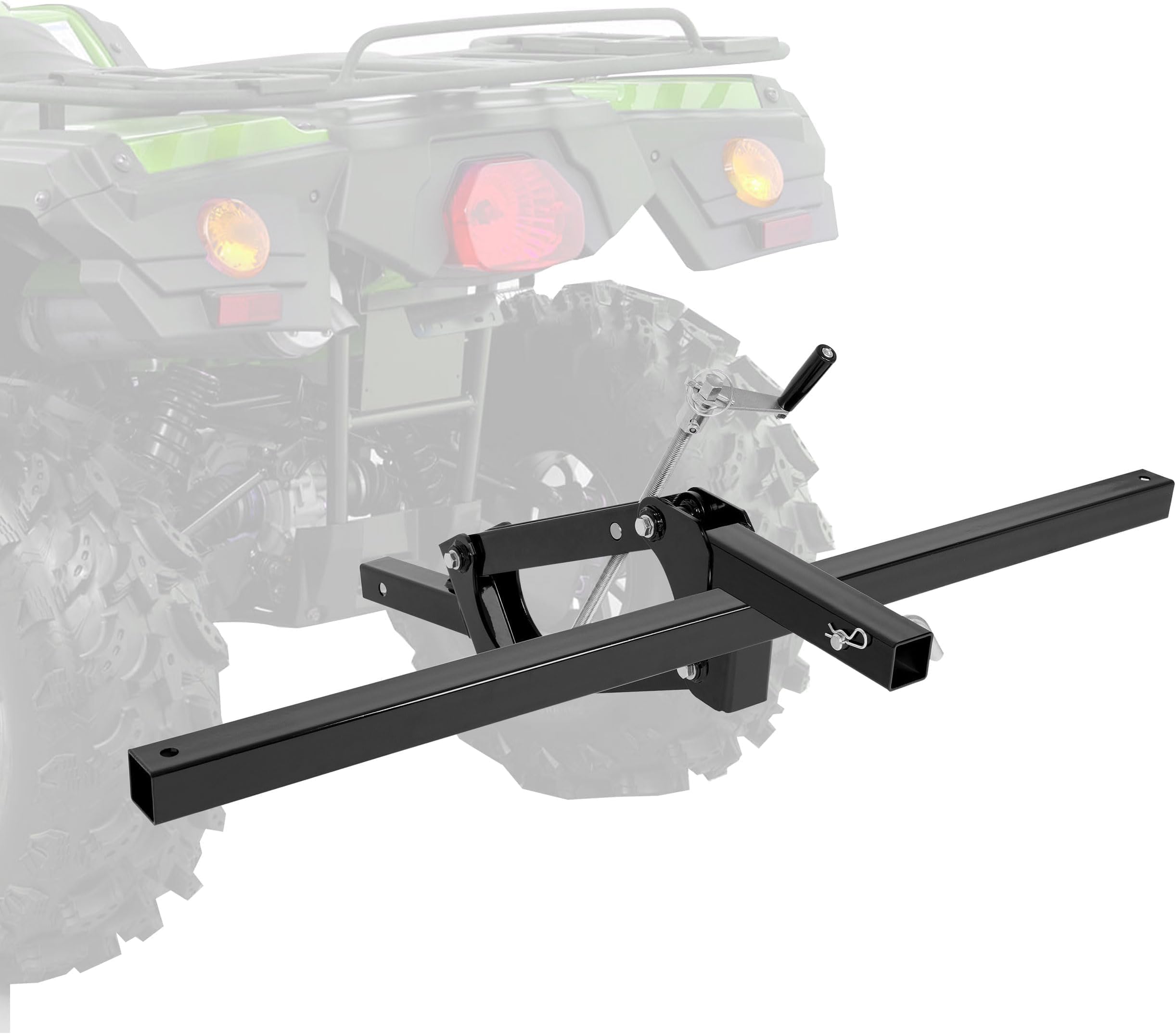 KUAFU ATV/UTV Manual Implement Lift, 1-Point and 2-Inch Receiver, 50 in, Adjustable Height, UTV ATV Rake Scrape Blade Plow Disc Universal Tow Behind Attachments