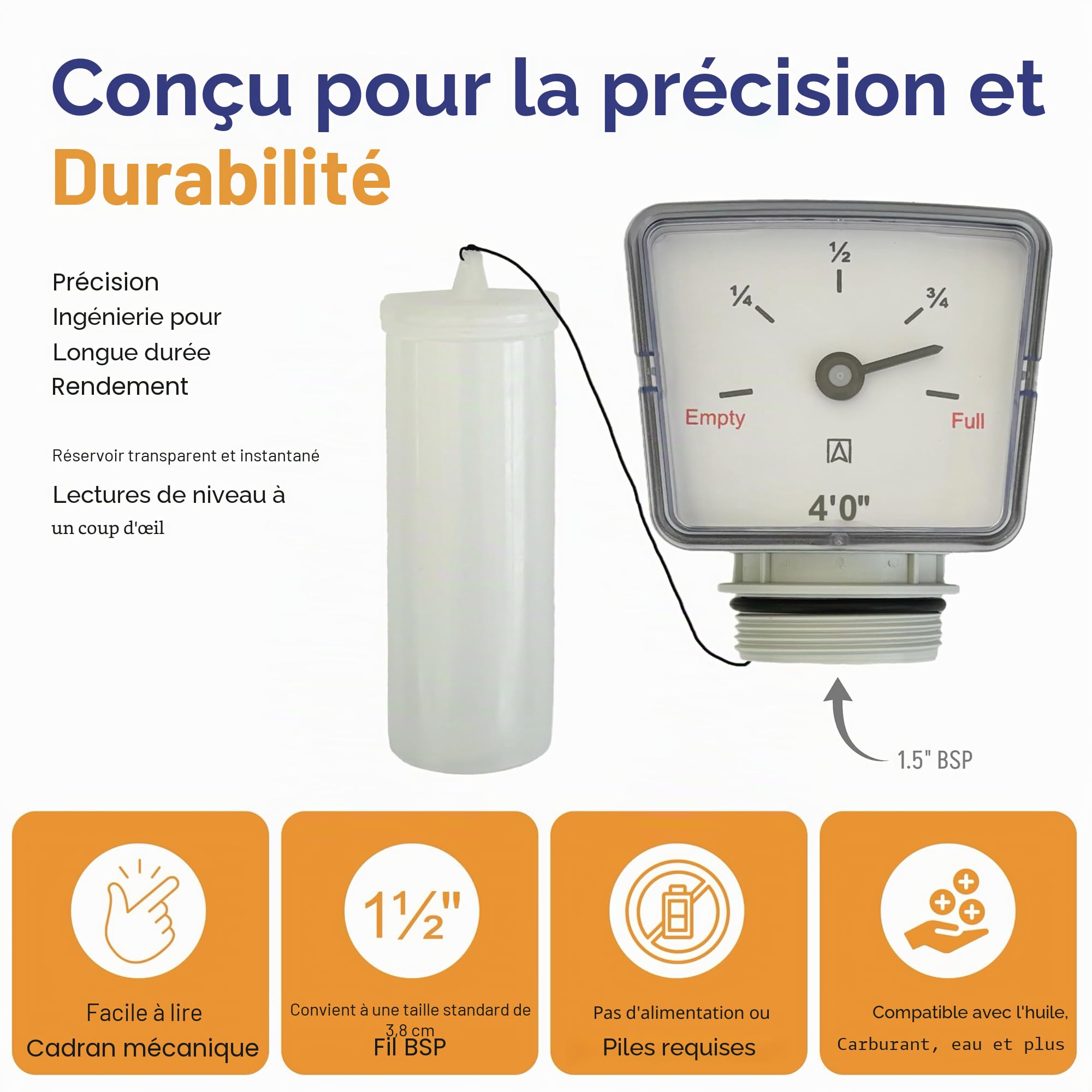 Generic Gauge à flotteur pour réservoirs d'huile/carburant/chauffage/eau [1,2 m]