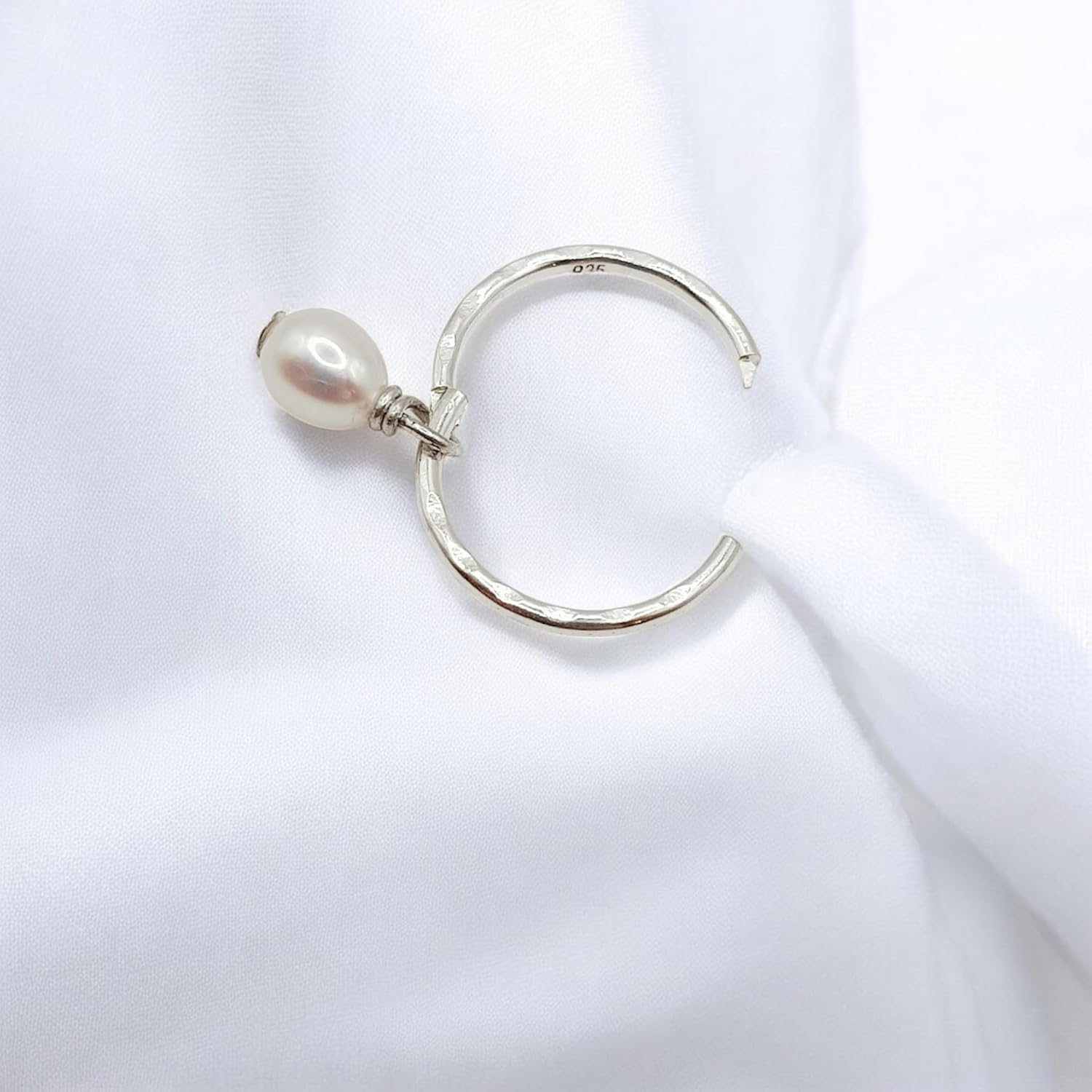 925 Solid Sterling Silver Faceted Sleeper Huggie Hoop Earrings For Women | Silver AAAA Quality Natural Freshwater Cultured Pearl Drop Dangle Charm Earring - Image 7