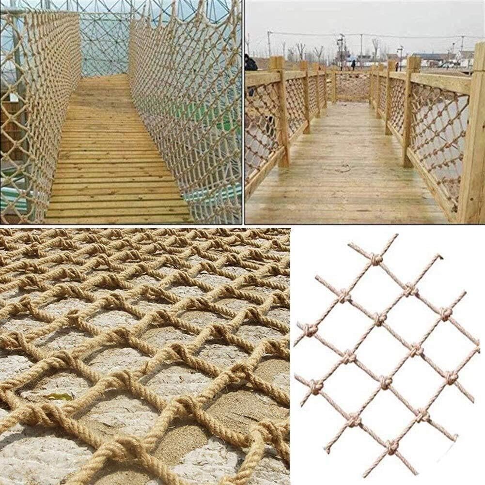 Cargo Net for Kids & Adults Climbing, Heavy Duty Outdoor Protection Mesh Rope Net, 16mm Hemp Rope, 2x2m (7x7FT), Waterproof, Non-Slip, Customizable Stairs, Balconies(3x5m(10X16FT))