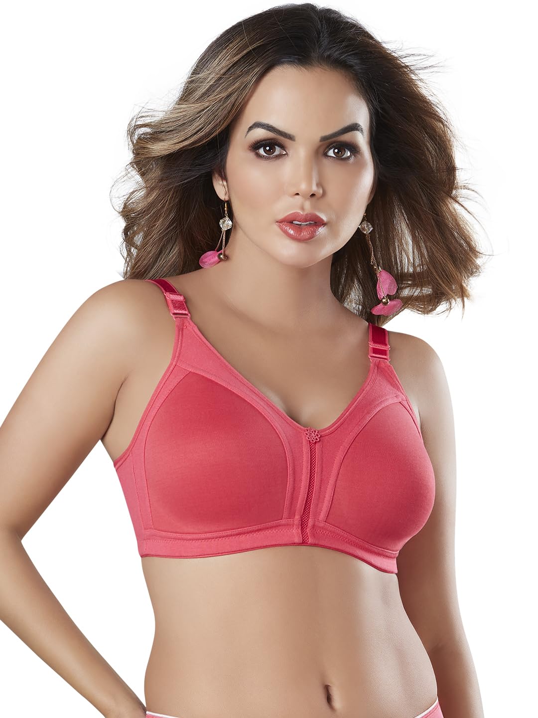 Sonari Noodle M Frame No Bounce No Padded Bra for Women | Non Wired, Full Coverage, Provides Support, Minimizer Bra with Adjustable Straps, Hand Washable, Prevent Slippage Coral-image-32