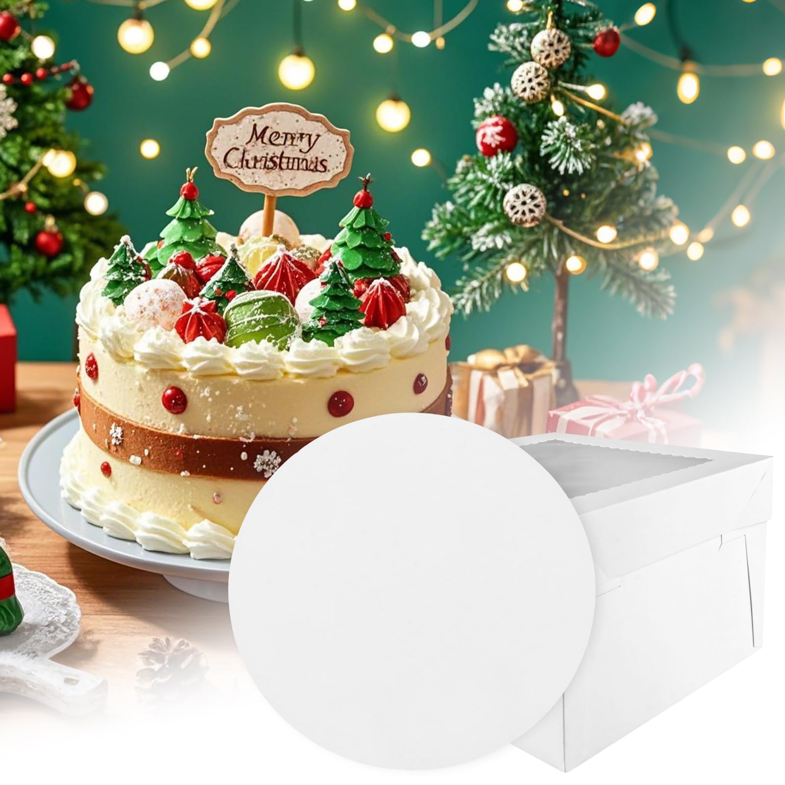APACALI 40 scatole per torte 30 x 30 x 20 cm, in cartone bianco, per il trasporto di torte con finestra a vista, per torte, dolci