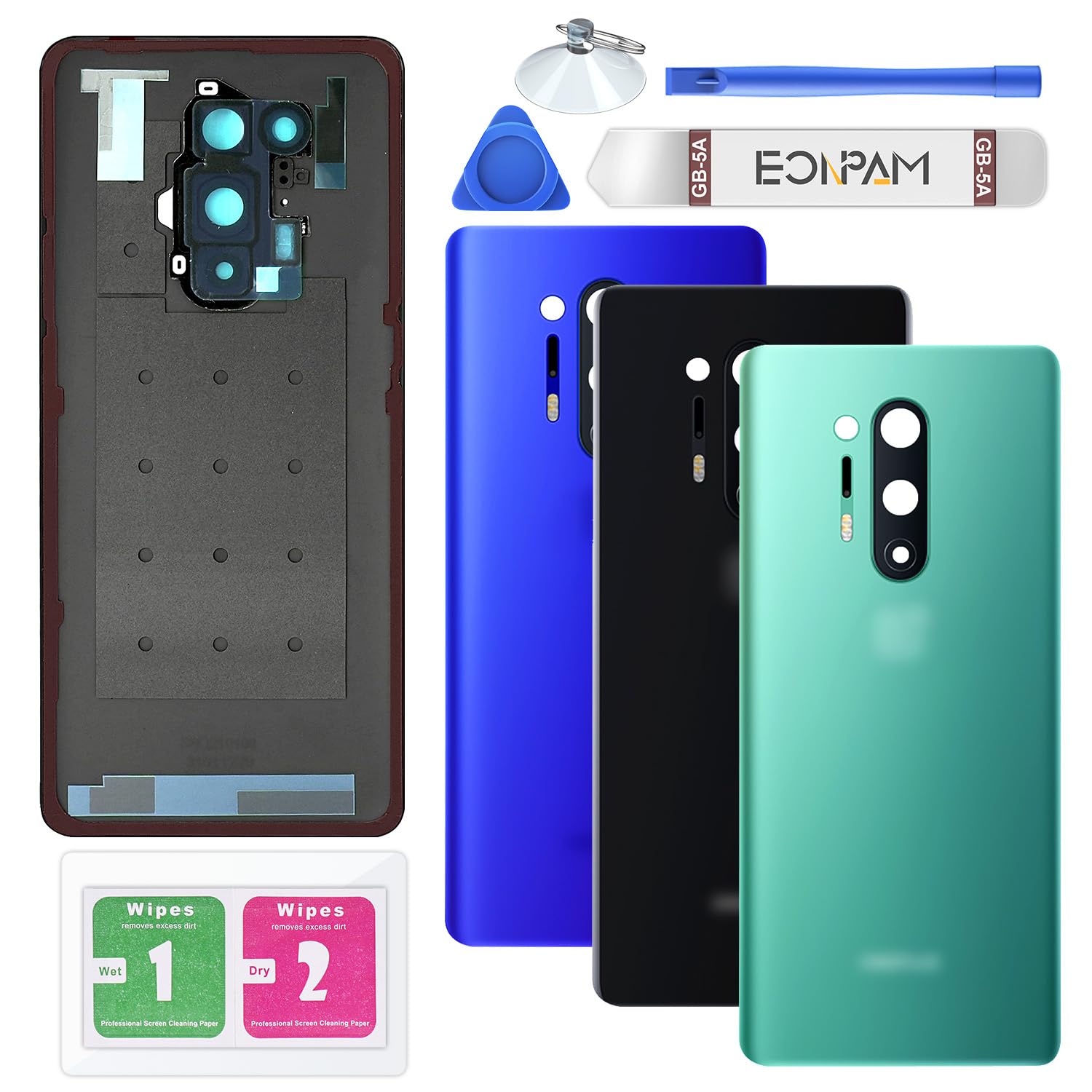 Wymiany Bateria Osłony Tylne osłony,do (OnePlus 8 Pro) Oryginalny Tylna pokrywa Pokrywa baterii oryginalna tylna szkło Z zestawem naprawczym tylna obudowa szklana (Zielony)