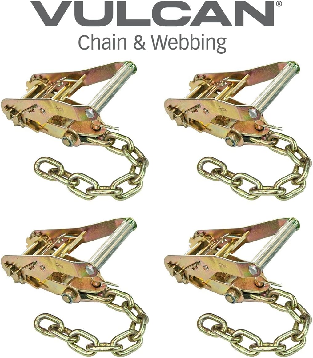 VULCAN Ratchet Buckle - 2 Inch Wide Handle with Chain Tail - 4 Pack - 3,300 Pound Safe Working Load - Image 7