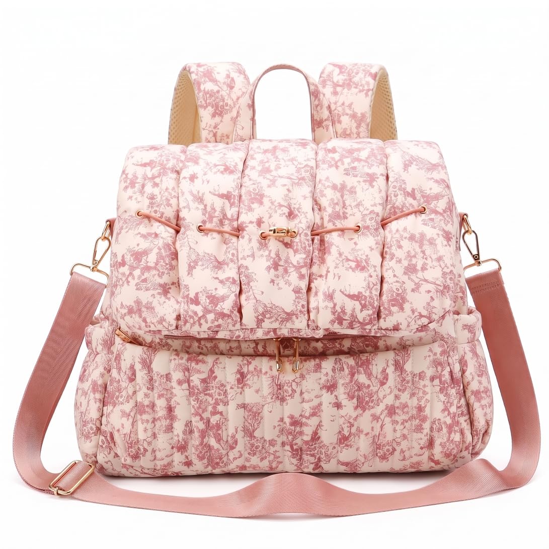 NIDONE Borsa per pannolini trapuntata, simpatico zaino per pannolini con scomparti suddivisi, vino rosso