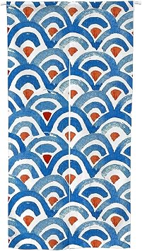 Ofat Home Design Japanese Doorway Curtain Blue Scale Traditional Painting Red-Crowned Cranes Noren Curtain 33.5"x 59" Door Curtain for Kitchen Bistro Partition