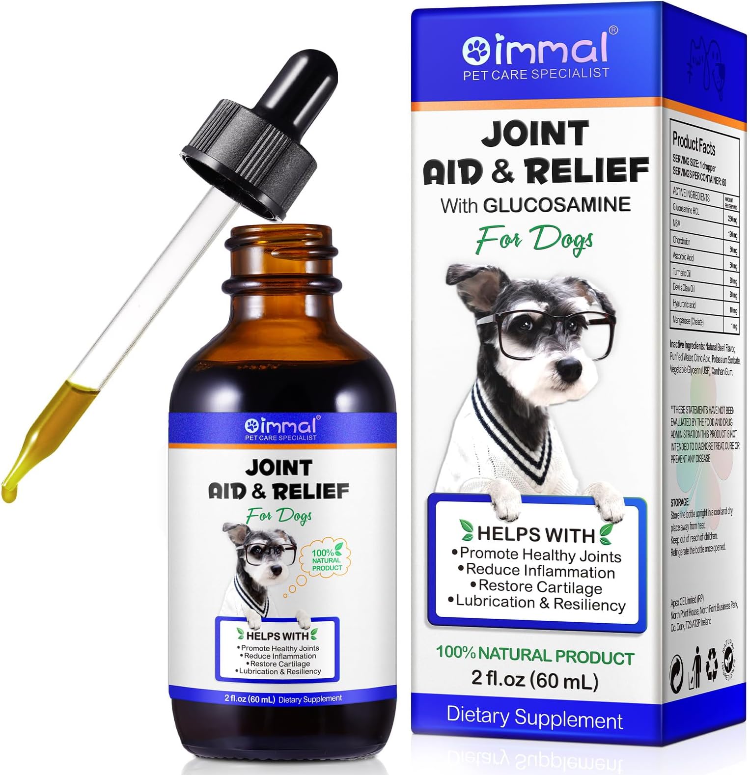 Pain Relief for Dogs, Dog Pain Relief Anti Inflammatory, Dog Arthritis Pain Relief, Joint Aid for Dogs with Glucosamine Support Hip & Joint Care for Dogs All Breeds Sizes, 60ML