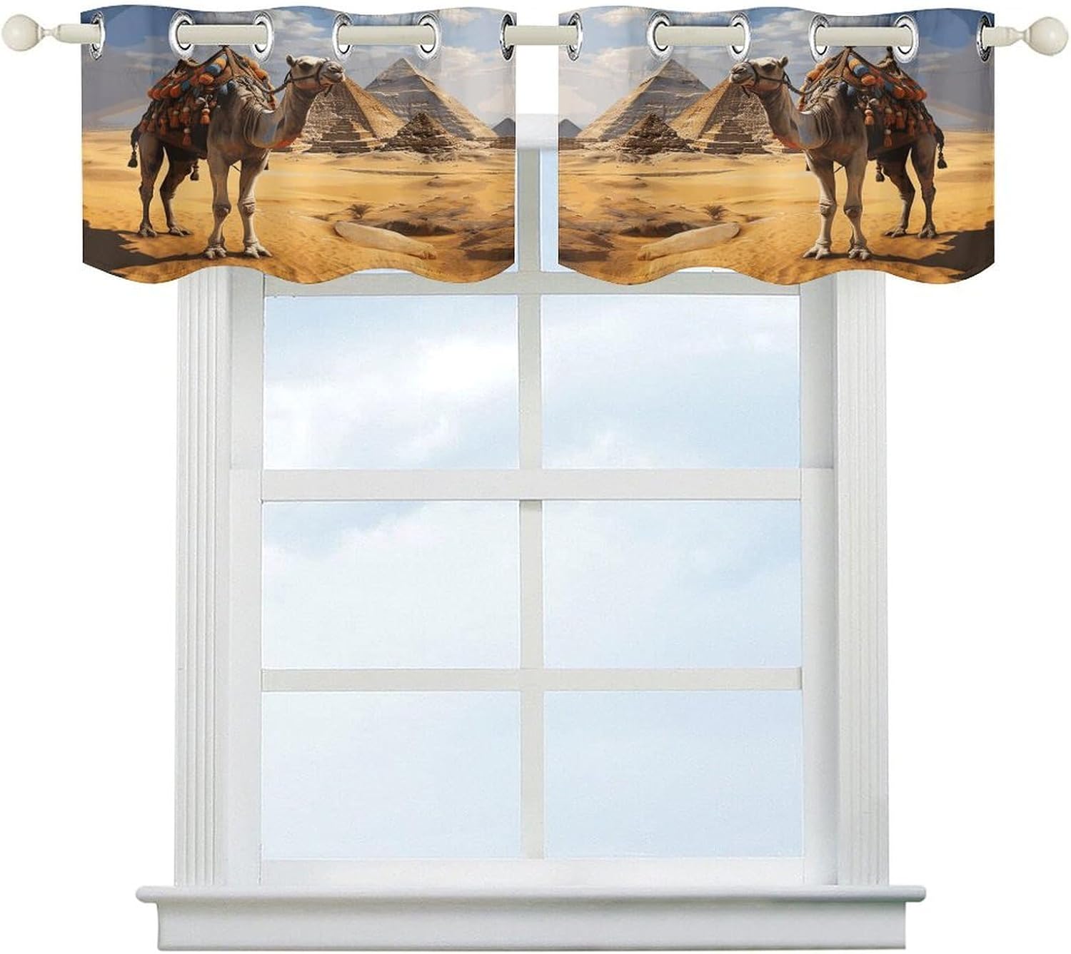 Pyramid Camel 2 Pack Valance Curtains Window Treatments. Adjustable Curtain with Rod Pocket.Cafe Curtains is Half Curtains for Privacy Decorative 52x18.1 Inch.