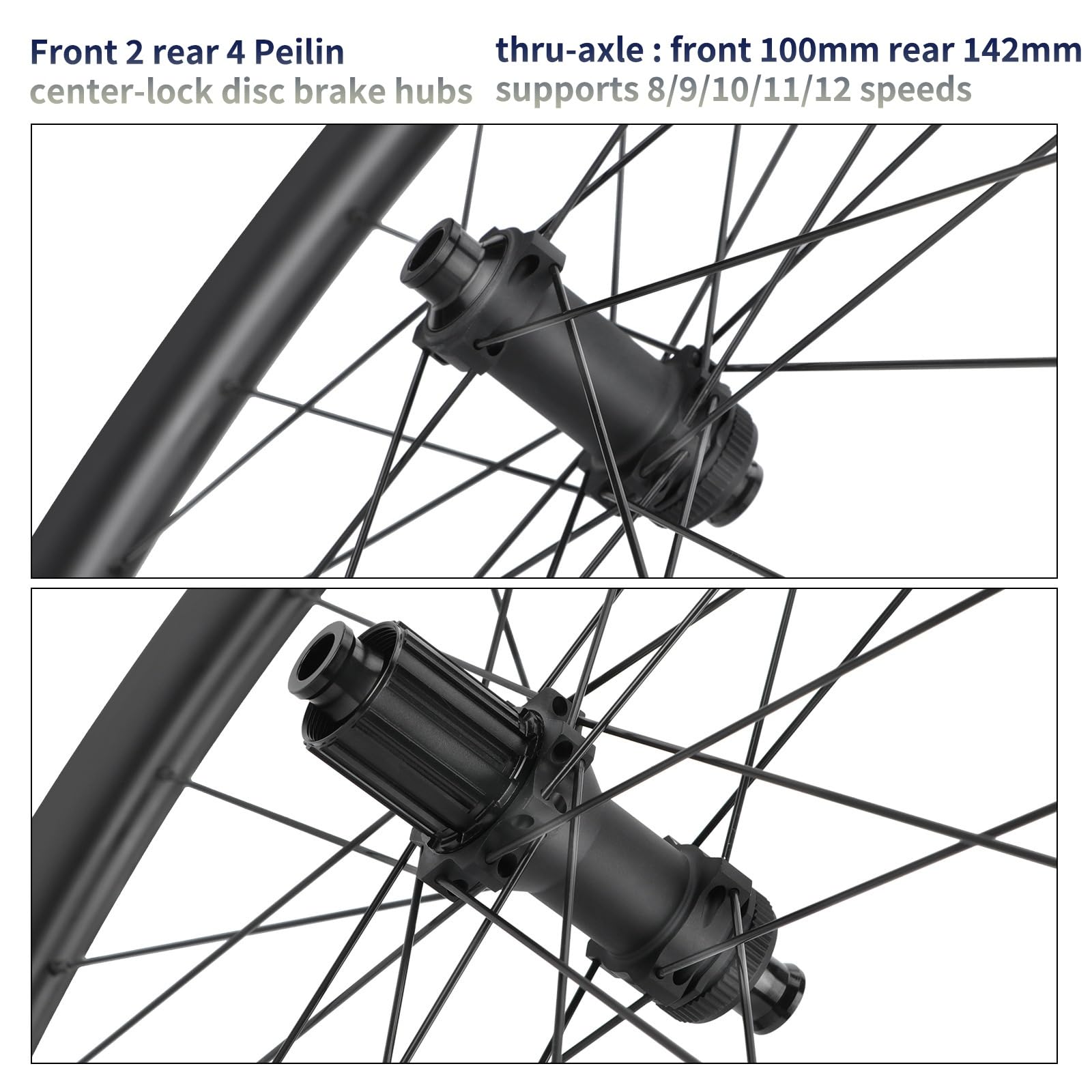Zestaw kół rowerowych z włókna węglowego 700C 50mm koło rowerowe Center Lock hamulec tarczowy 24H piasty wał wtykowy 100 mm / 142 mm do kasety 8/9/10/11/12 biegów