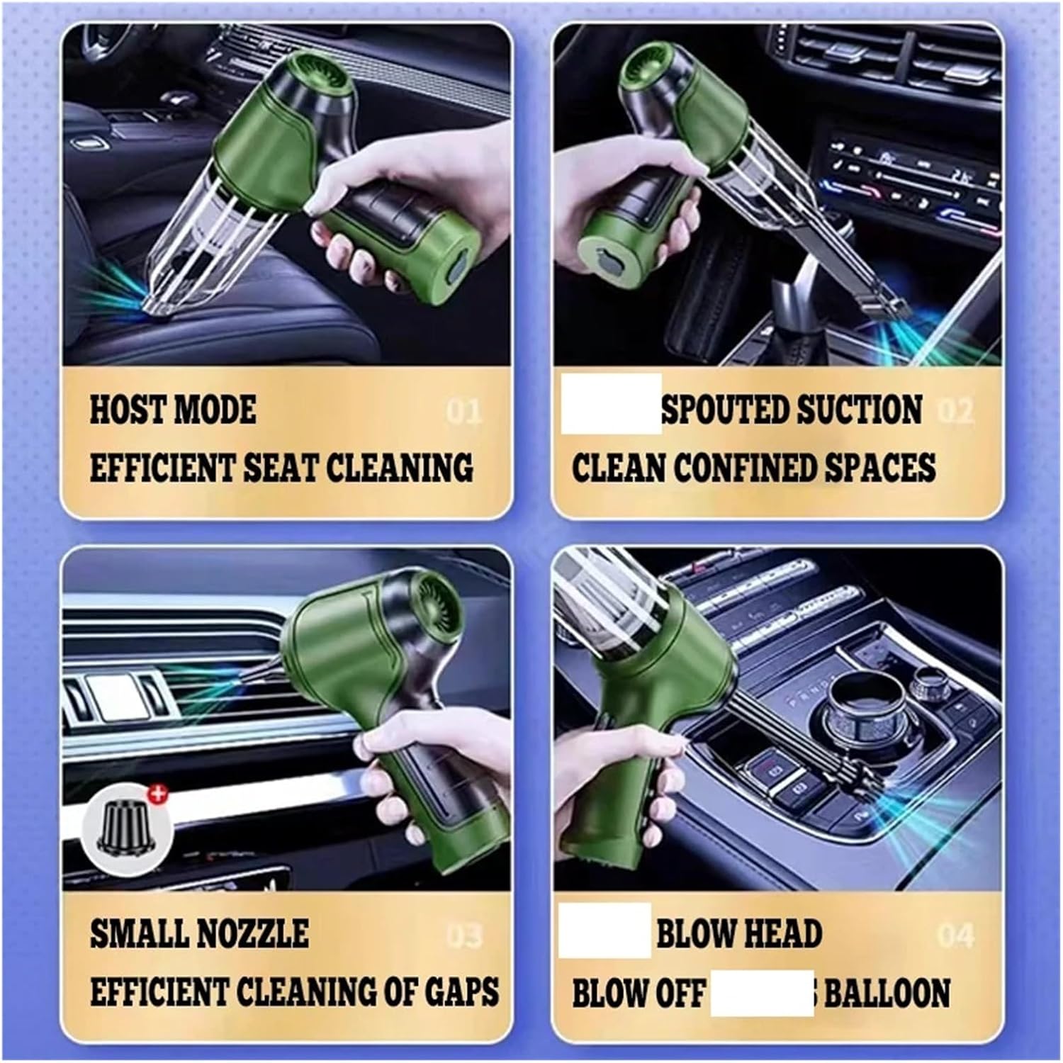 Fit for Cordless Car Vacuum Cleaner - Multi-Function Handheld Collector with Blowing and Suction for Home Use(Green)