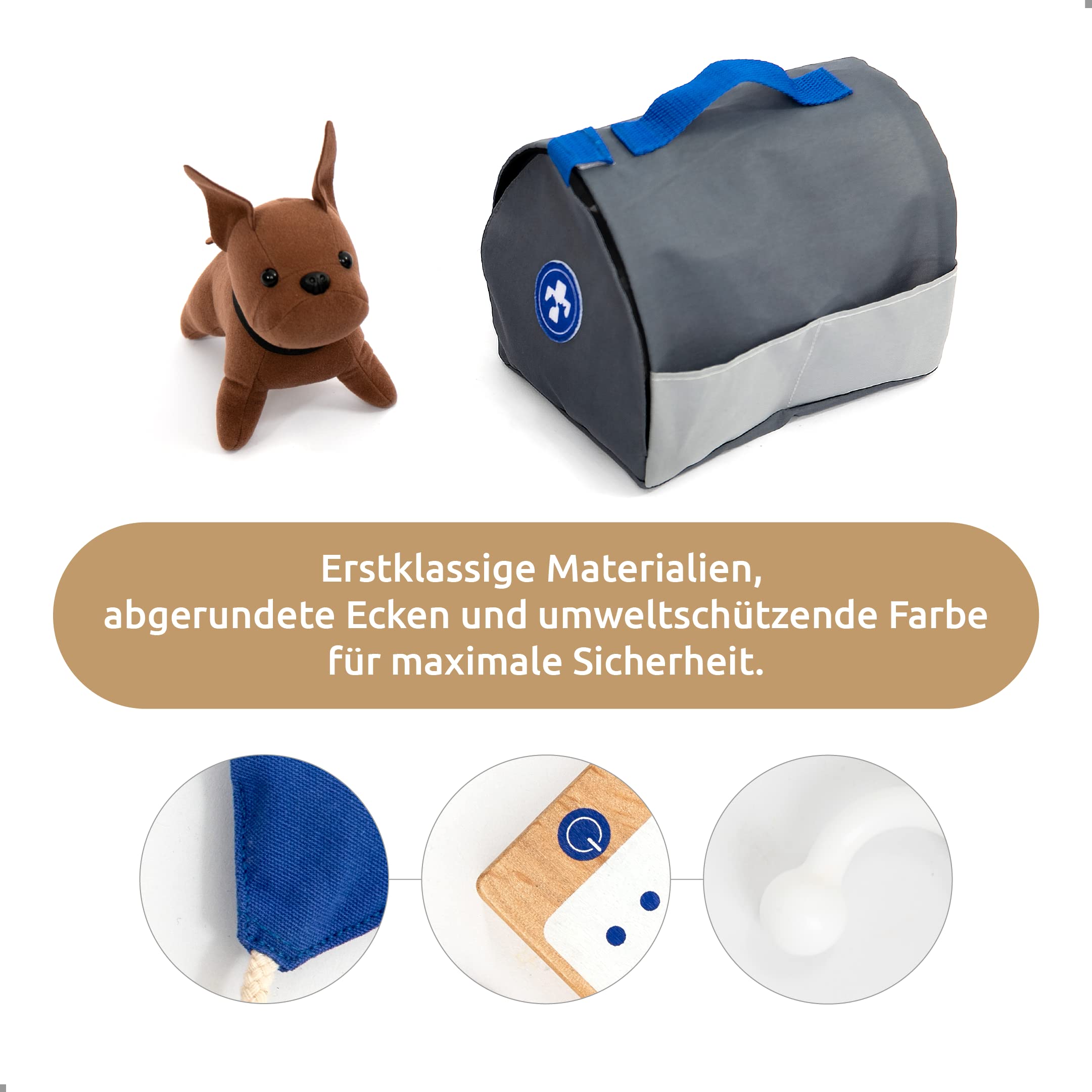 UMU® Veterinarian Wooden Play Set for Children with Plush Dog Stethoscope, Blood Pressure Monitor and Much More - Image 2