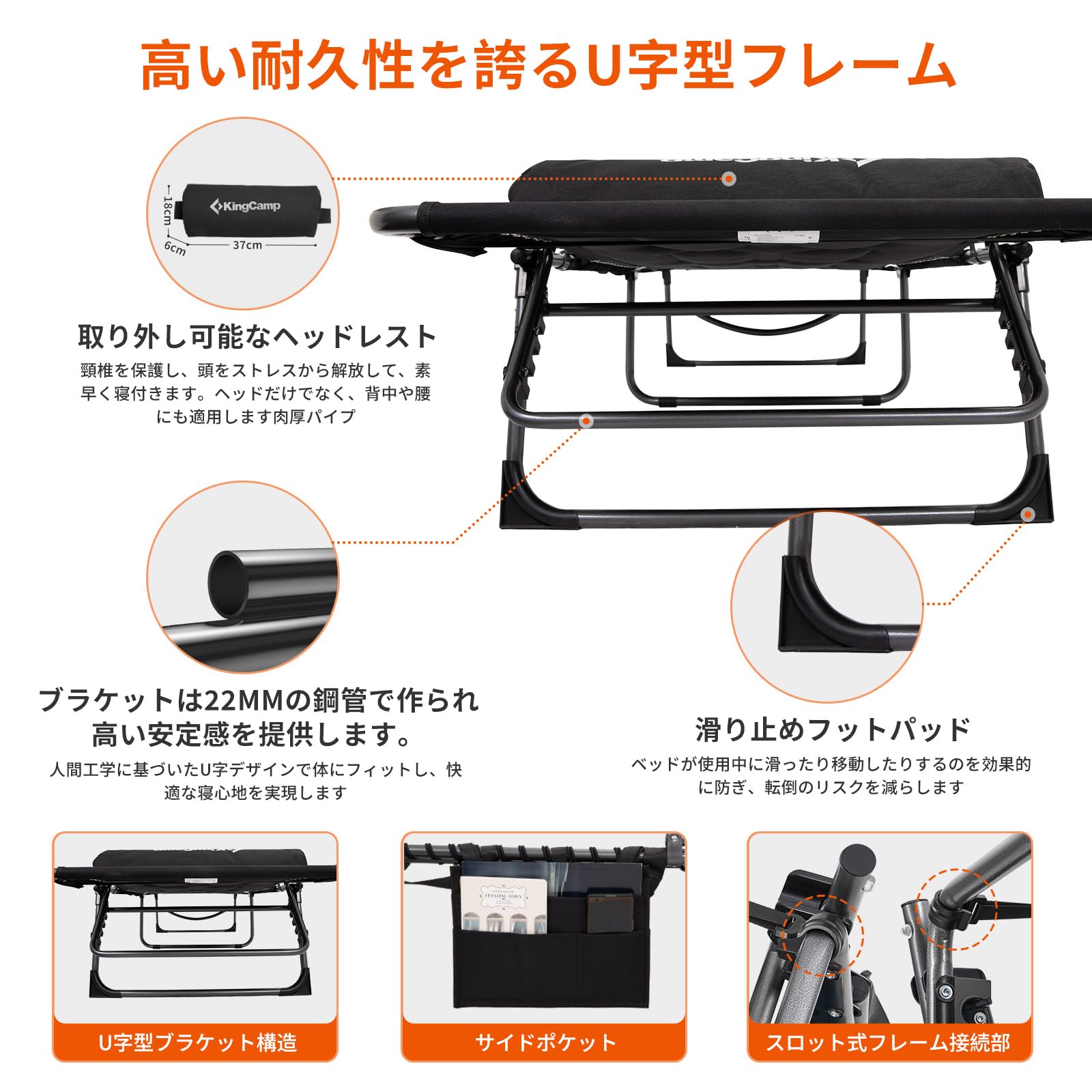 ☆折りたたみ コットチェアベンチ三用 5段階調節コンパクト