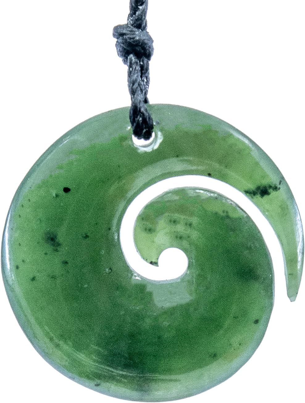 New Zealand Maori Inspired Jade Greenstone Open Koru Spiral Necklace