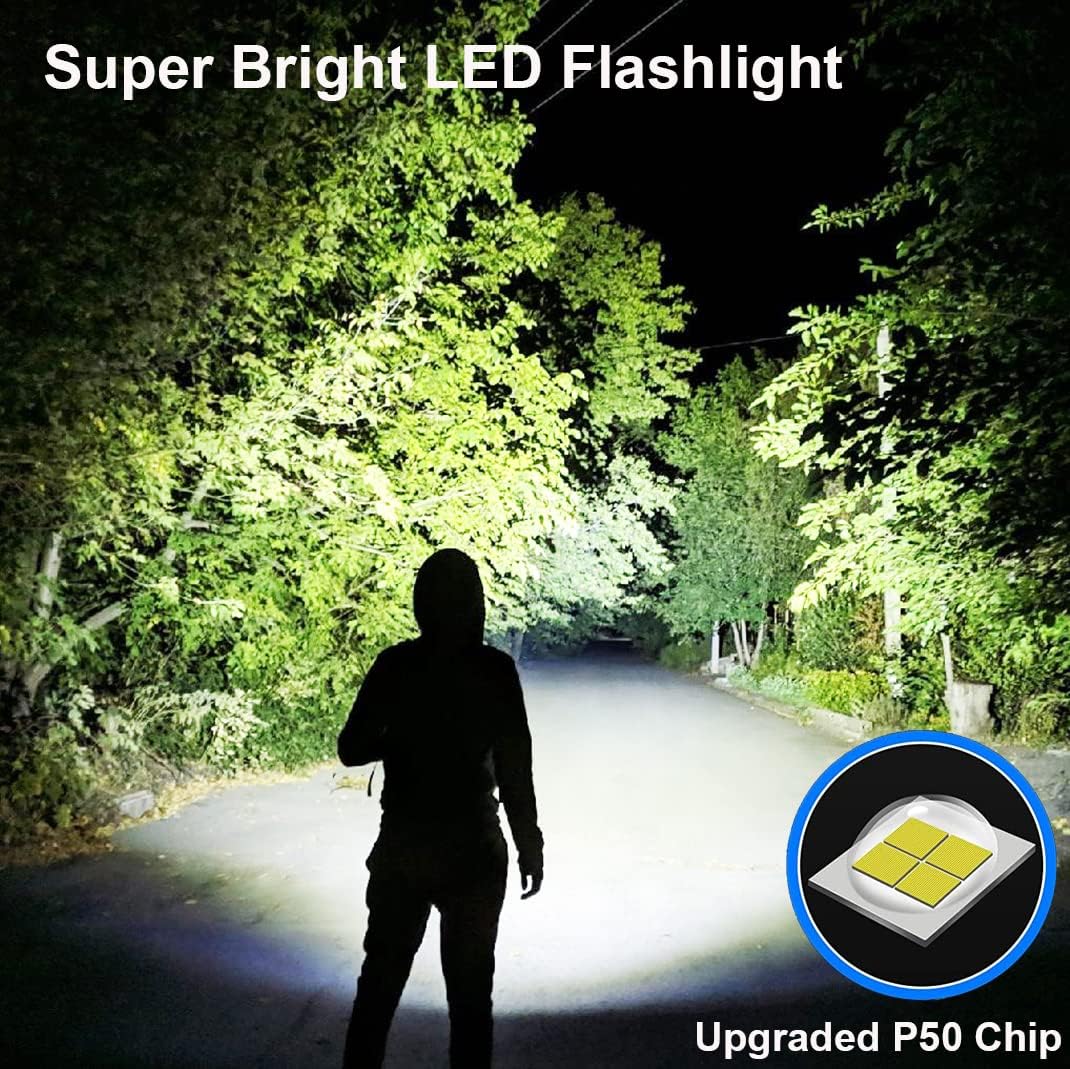 TIMTOME Rechargeable Flashlight, LED High Lumens Flashlight, USB-C Super Bright High Power Handheld Flashlights, 3 Modes Zoomable EDC Flash Light for Emergency, Camping, Gifts for Men & Women - - 