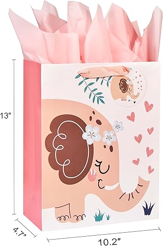 Miniatura 5 de SUNCOLOR Paquete de 2 bolsas de regalo de 13 pulgadas para bebé con papel de seda