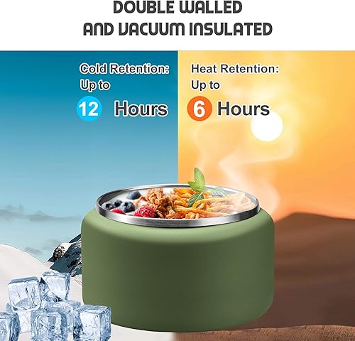 Miniatura 62 de Termo de sopa de 13.5 onzas para niños con tapa de hebilla, recipiente de comida aislado al vacío, boca ancha, a prueba de fugas, acero inoxidable