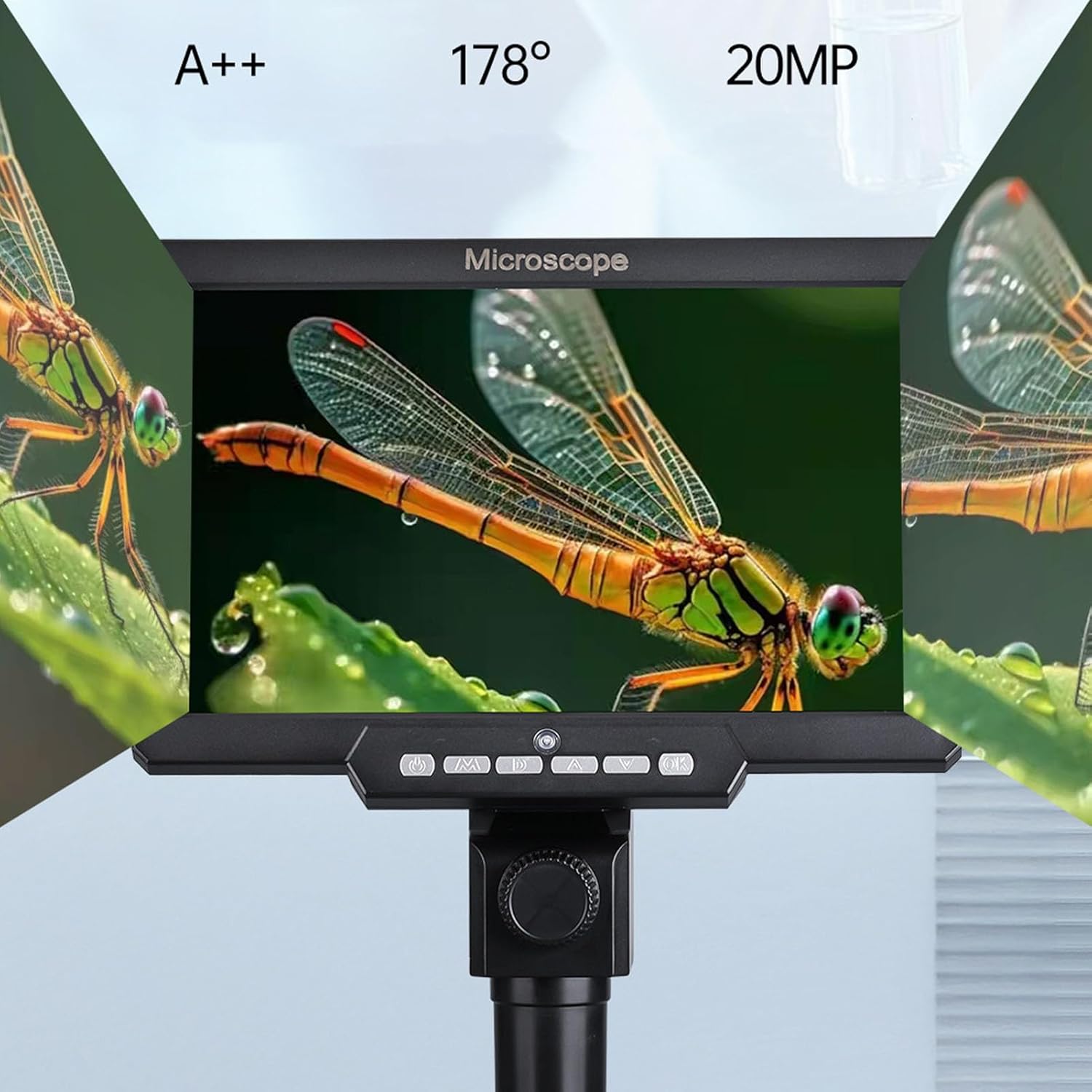 電子修理、コイン、ジュエリー用DM13はんだ付け顕微鏡（10個LED付き）｜LCDデジタル顕微鏡｜｜Microlong Technology 10.1インチデジタル顕微鏡、12MP 2000X倍率、8個のLEDライトと有線コントローラー付き、電子機器修理コイン検査生物観察P