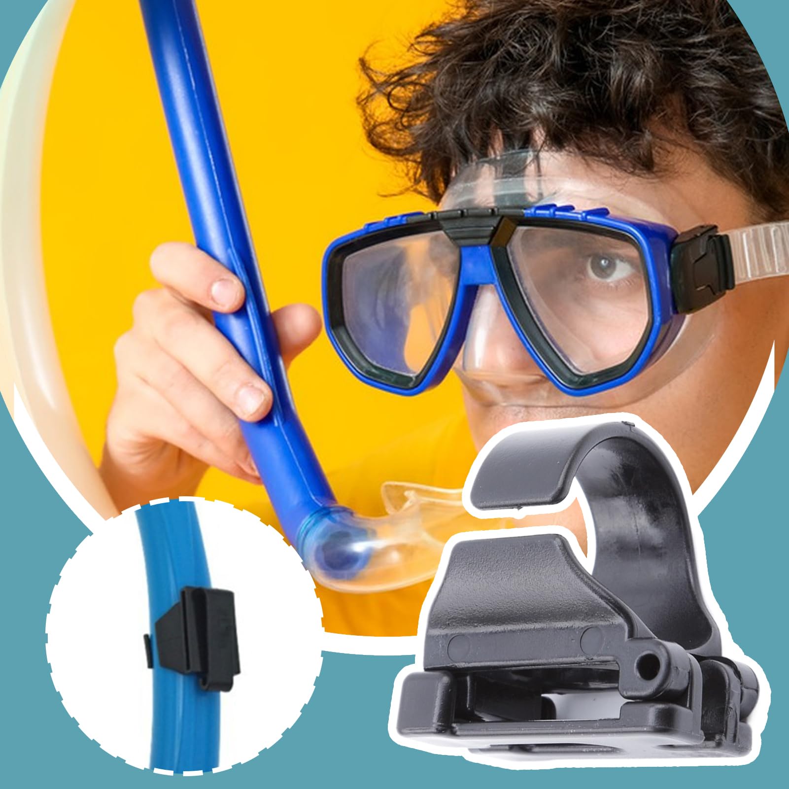 Clip Para Snorkel Y Gafas De Buceo - Conector De Correa, Bloqueo Seguro, Ligero Y Compacto | Accesorio Buceo, Natación, Retención Máscara