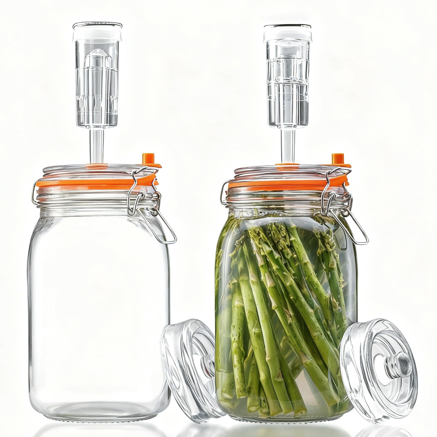 Tarros de Fermentación de 1,5L, con Pesas y Bloqueo de Aire, Kit de Fermentación Apto para Elaborar Marmellata, Kimchi, Yogur, y Kombucha, Paquete de 2
