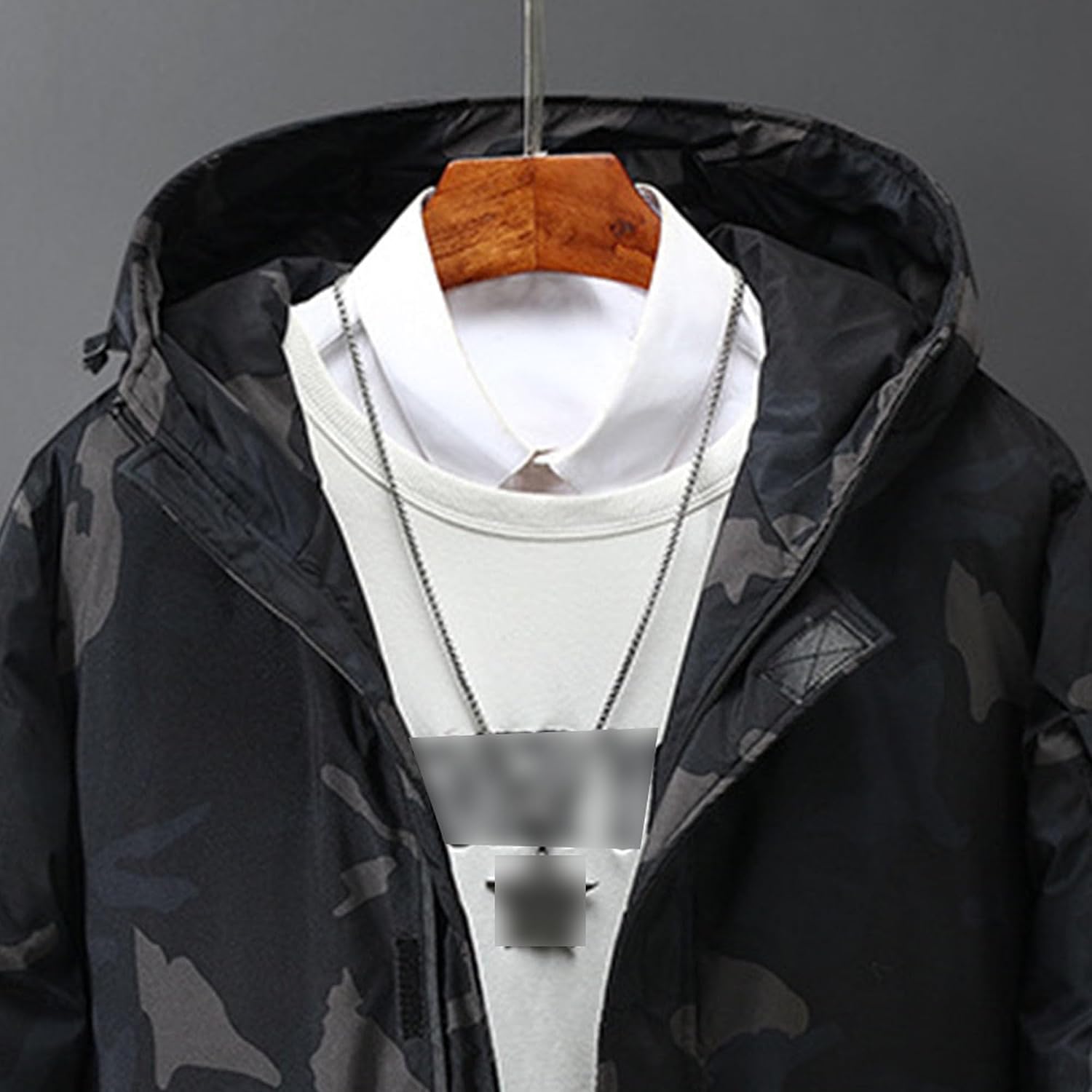 JEsilunmaMY Men's Flap Pockets Hooded Puffer Jacket Windproof Cargo Anorak Parka Jacket Water-Resistant Padded Down Coats