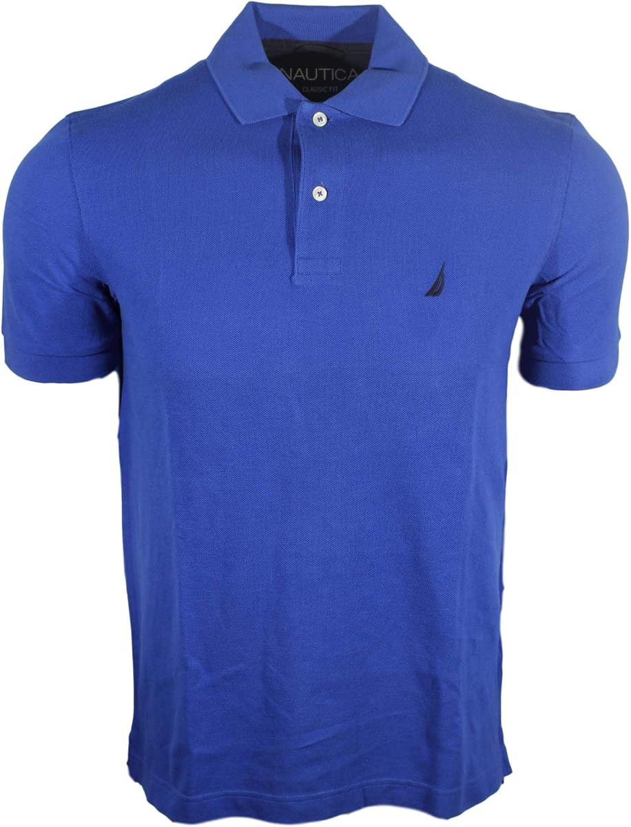 Nautica Polo de piqué de algodón sólido de manga corta para hombre