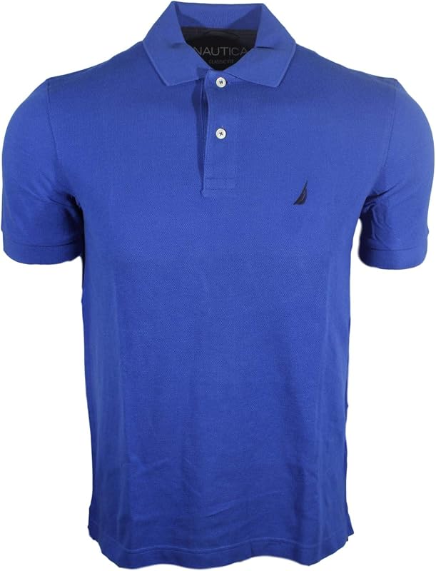 Nautica Polo de piqué de algodón sólido de manga corta para hombre