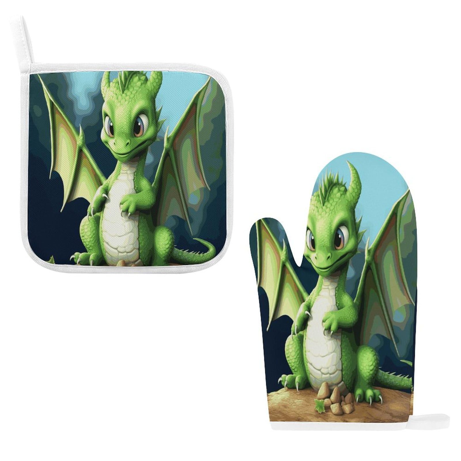 Fodpand Style Dragon Cute Oven Mitts And Pot Holders Sets
