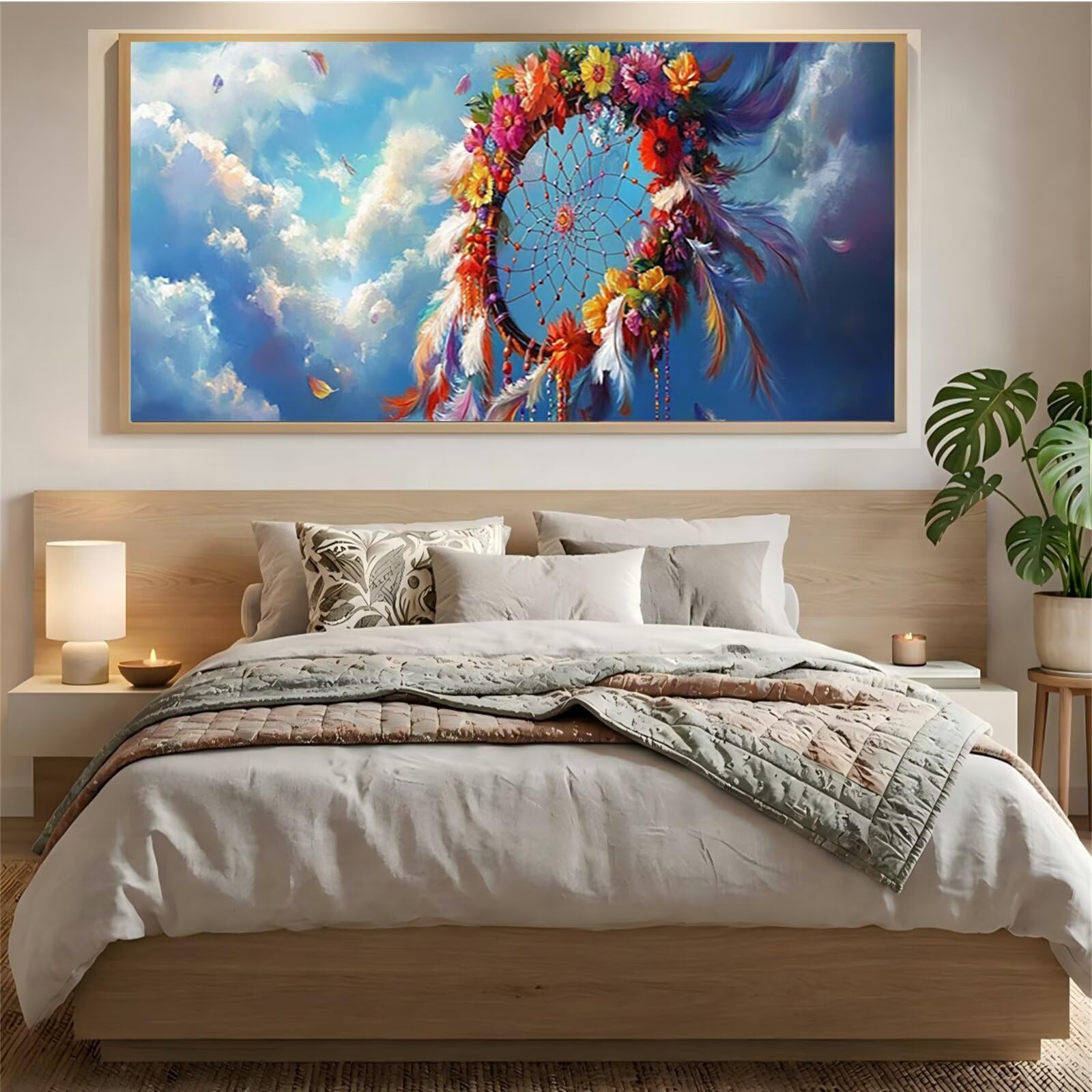 Malarstwo diamentowe z piórami, dla dorosłych, duże, XXL, 90 x 180 cm, 5D, zachód słońca, zestaw do malowania diamentami dla dorosłych, "zrób to sam", haft z narzędziami, malowanie pełne wiertło