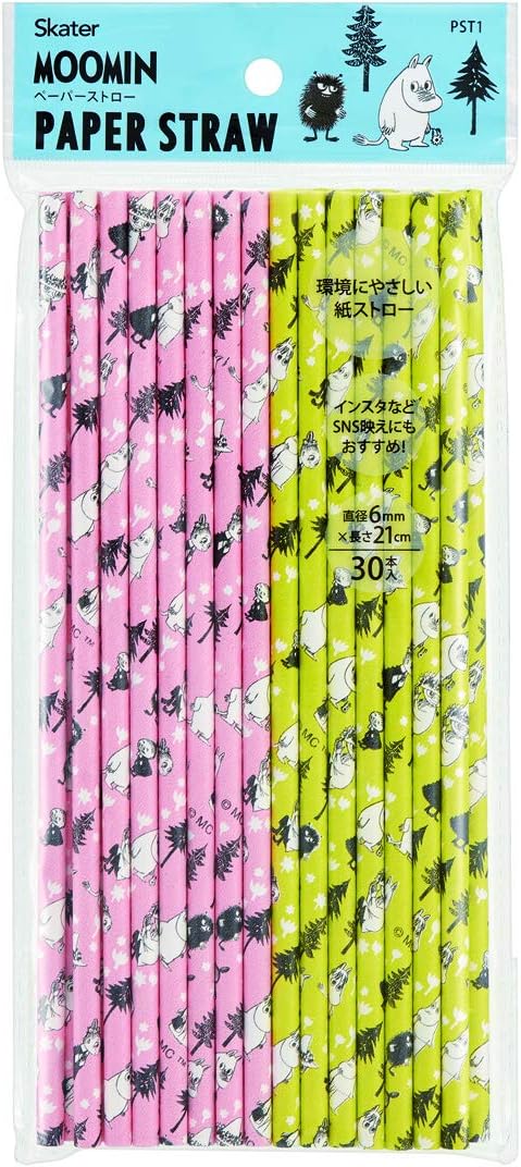 Skater Straws Paper Straws Moomin 30 Pieces Diameter 0.2 x Length 8.3 inches (6 mm) x Length 8.3 inches (21 cm) PST1, 240 Pieces, 7200 Pieces