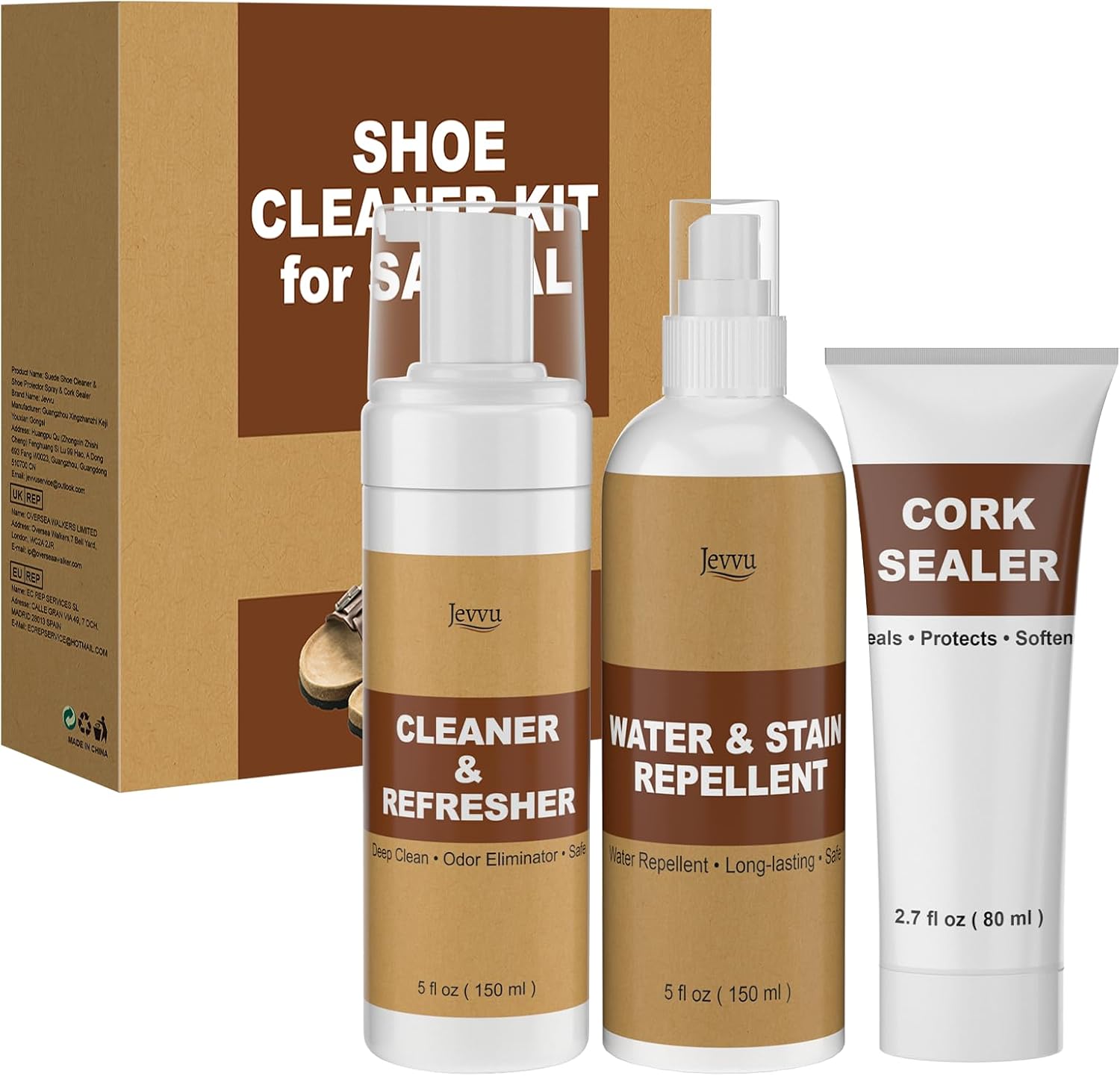 5-in-1 Suede Cleaning Kit, Shoe Cleaner, Waterproof Protector, Cork Sealer