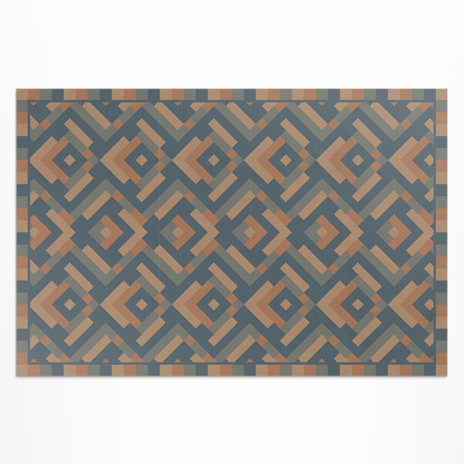 Tapis d'extérieur étanche et tapis de jardin rectangle géométrie aztèque