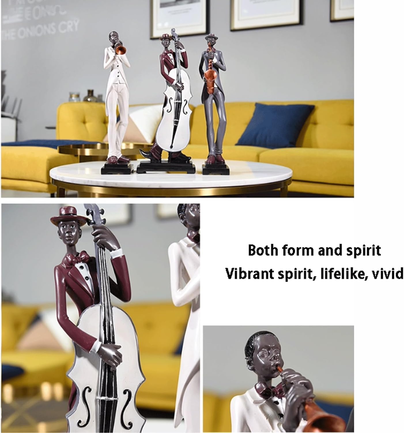 figurka dekoracyjna Unieke standbeeldhars Trio Band-standbeelden Creatieve hoogwaardige beeldjes en standbeelden voor premium bureauplankdecorsculpturen świetny prezent