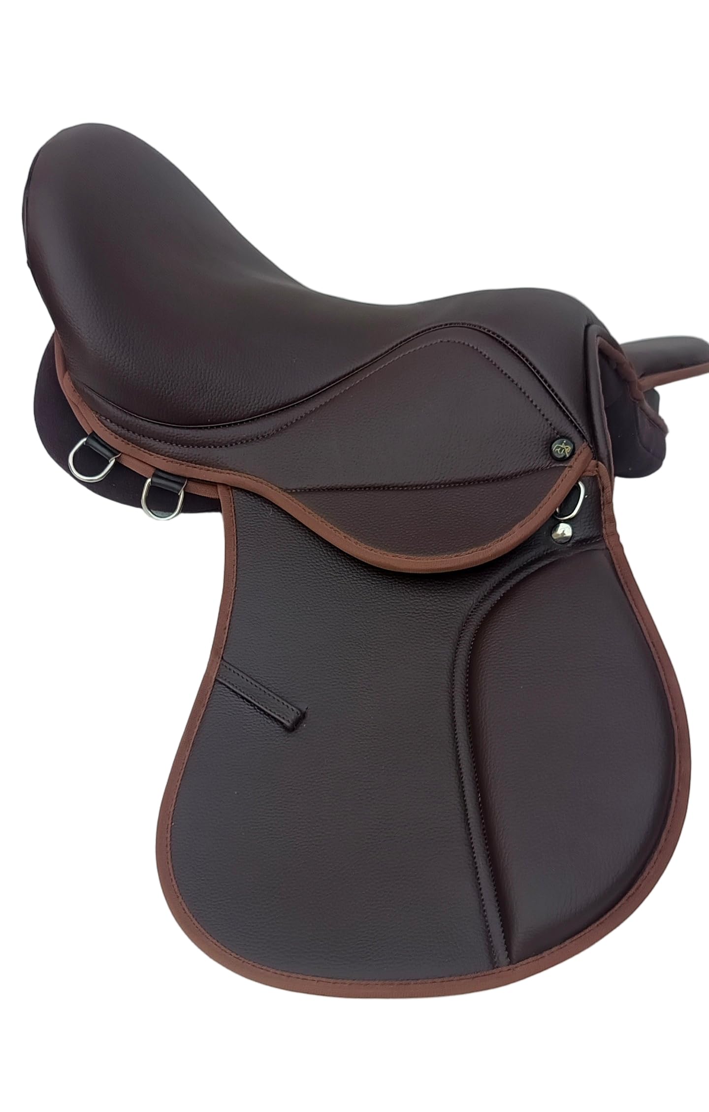 Synthetic Leather General Purpose Horse Saddle Lightweight Comfortable Durable Design Brown 17 Inch