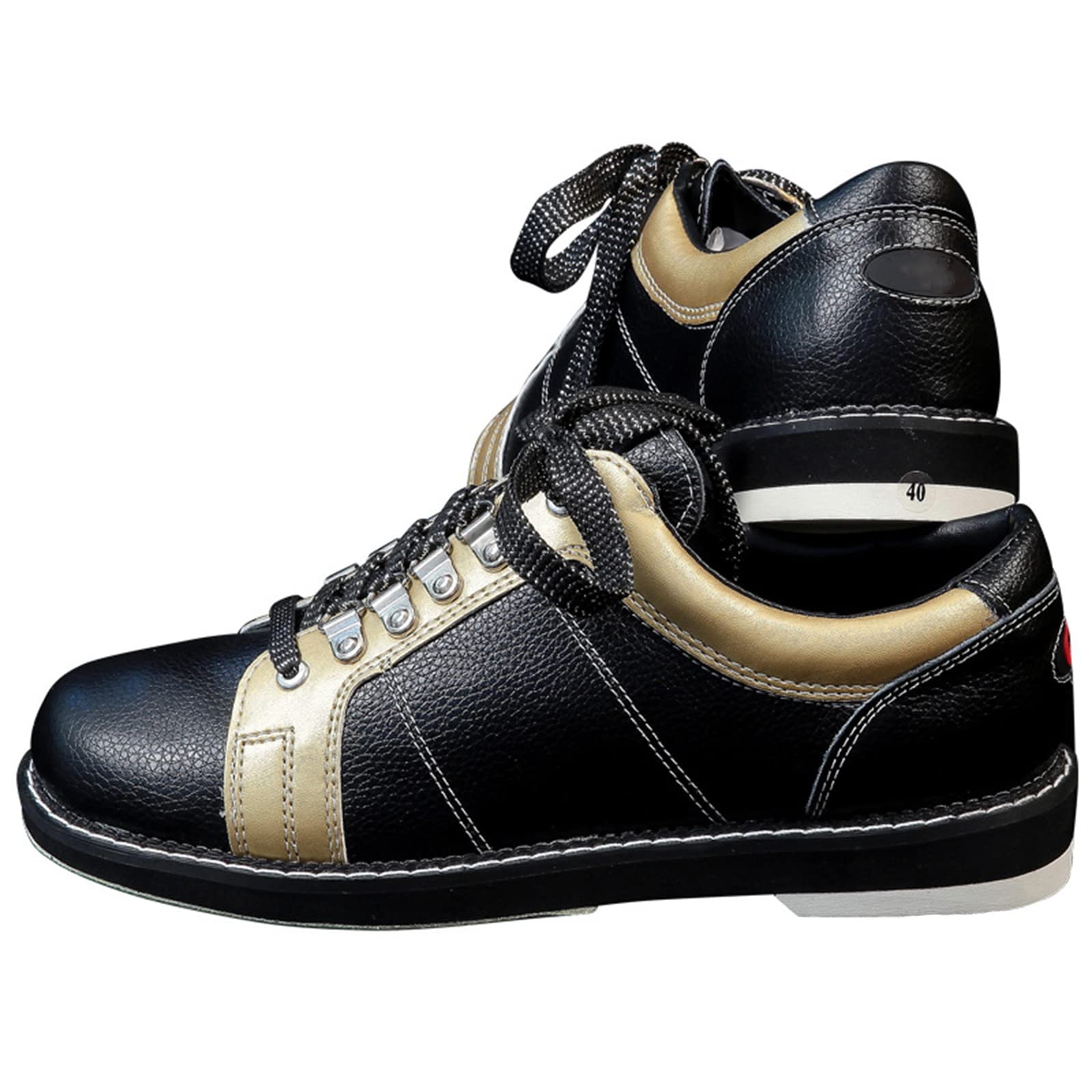 Bowlingschuhe Für Herren Leder Atmungsaktiv Leicht Linke Rechte Sohle Sportlich,Schwarz,46 EU