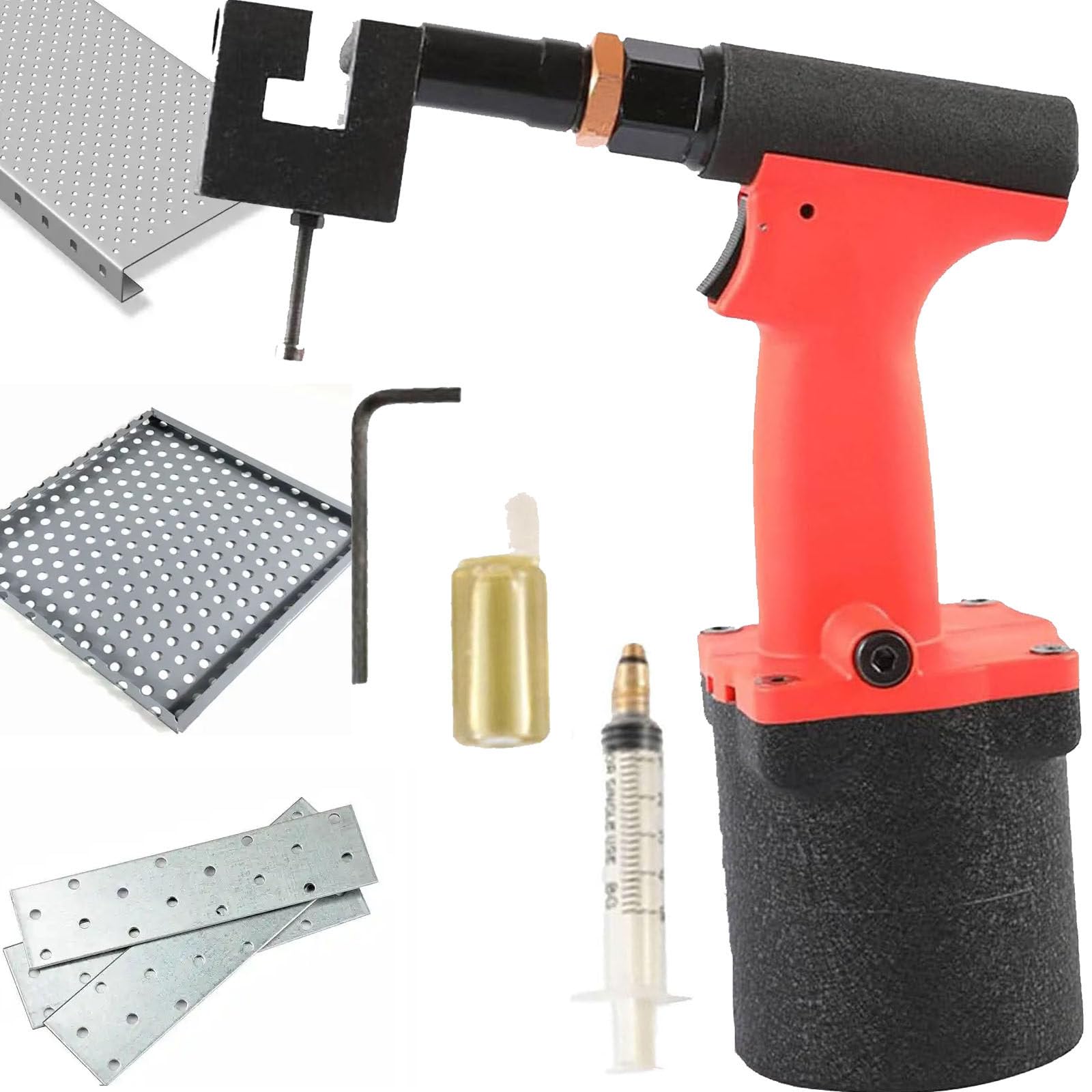 Pneumatischer Locher, Luft-Metall-Lochstanze, Werkzeug Industrielle Blechstanzpistole Heavy Duty Metallöffner für Türen & Fenster, Fabrik, Büro und Haus,11mm