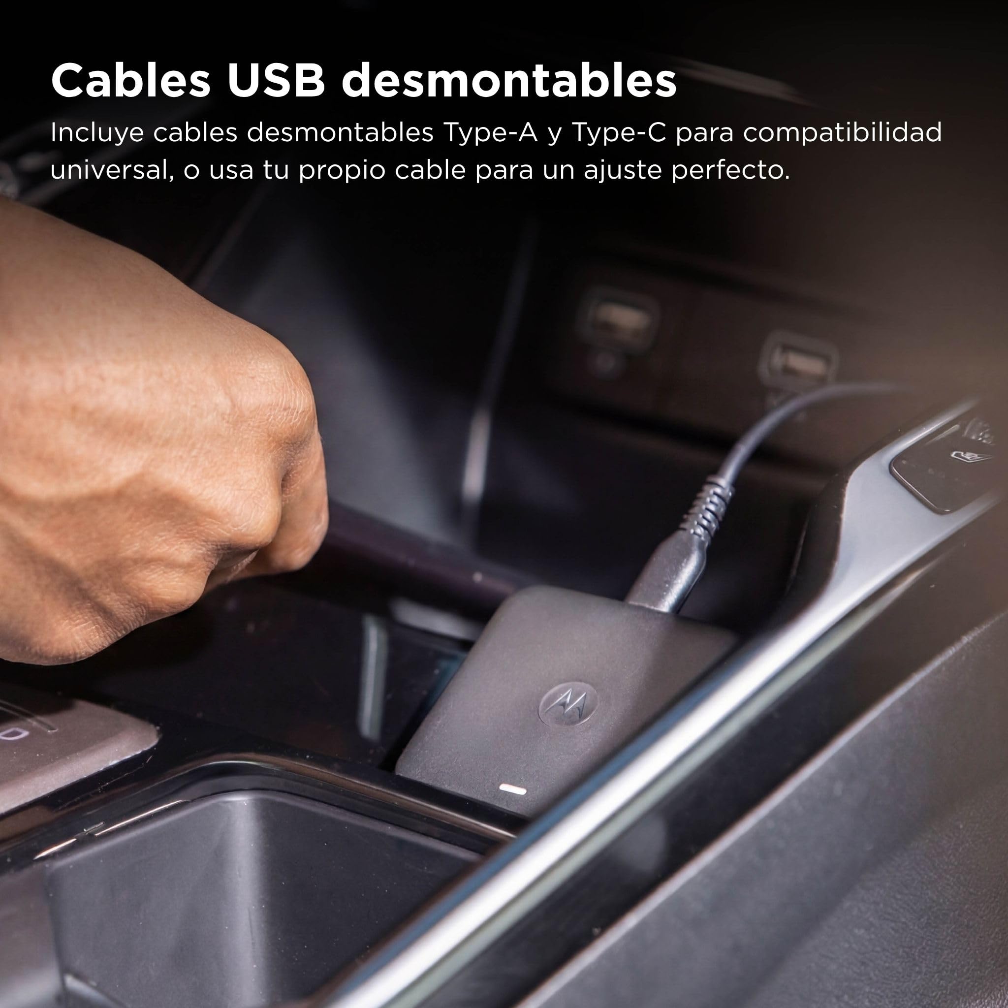 Motorola Drive MA2 Adaptador Inalámbrico Android Auto – Desarrollado por Google | Wi-Fi 5 GHz | Conexión Automática Bluetooth | USB-A y USB-C | Multipunto