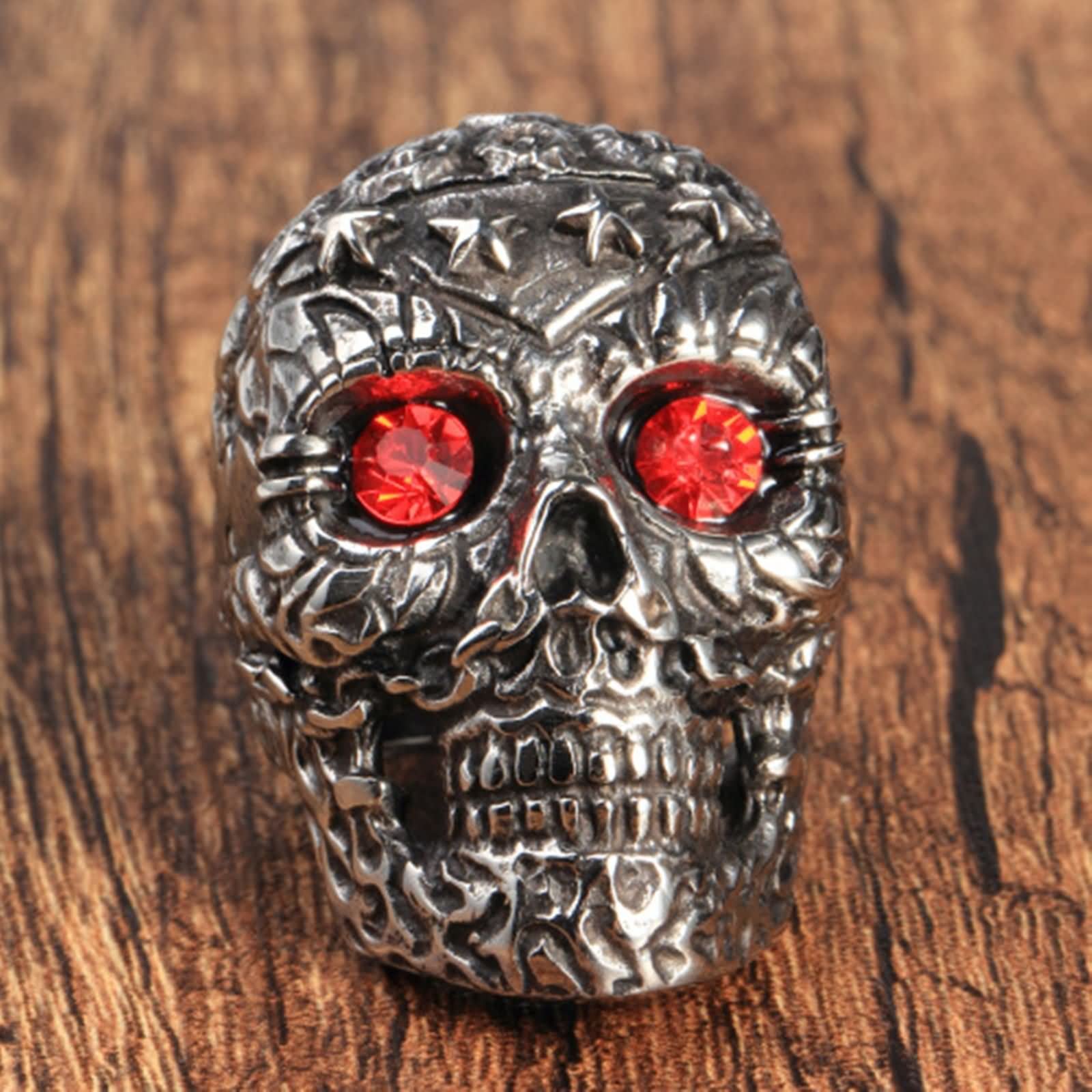 Anello in Acciaio Inox Anello Donna E Uomo Anello Teschio Punk Rock con Occhi Rossi Anello in Acciaio Argento Taglia 17 to 30