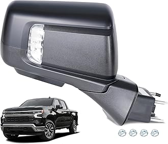 Side Mirror Compatible with 2019-2025 Chevy Silverado RST Right Passenger Side 16 Pins Power Folding Heated Blind Spot, Memory, Puddle Light, Temperature Sensor, Primed Cover GM1321590 84898868