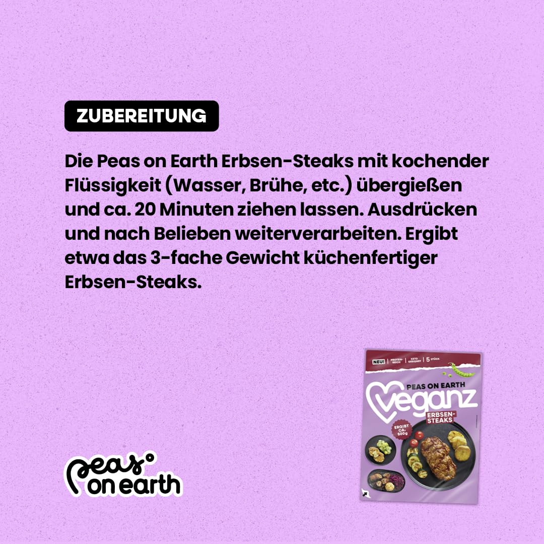 Veganz Peas on Earth Erbsen-Steaks 1kg | vegane Steak-Alternative | ca. 30 Stück | proteinreich