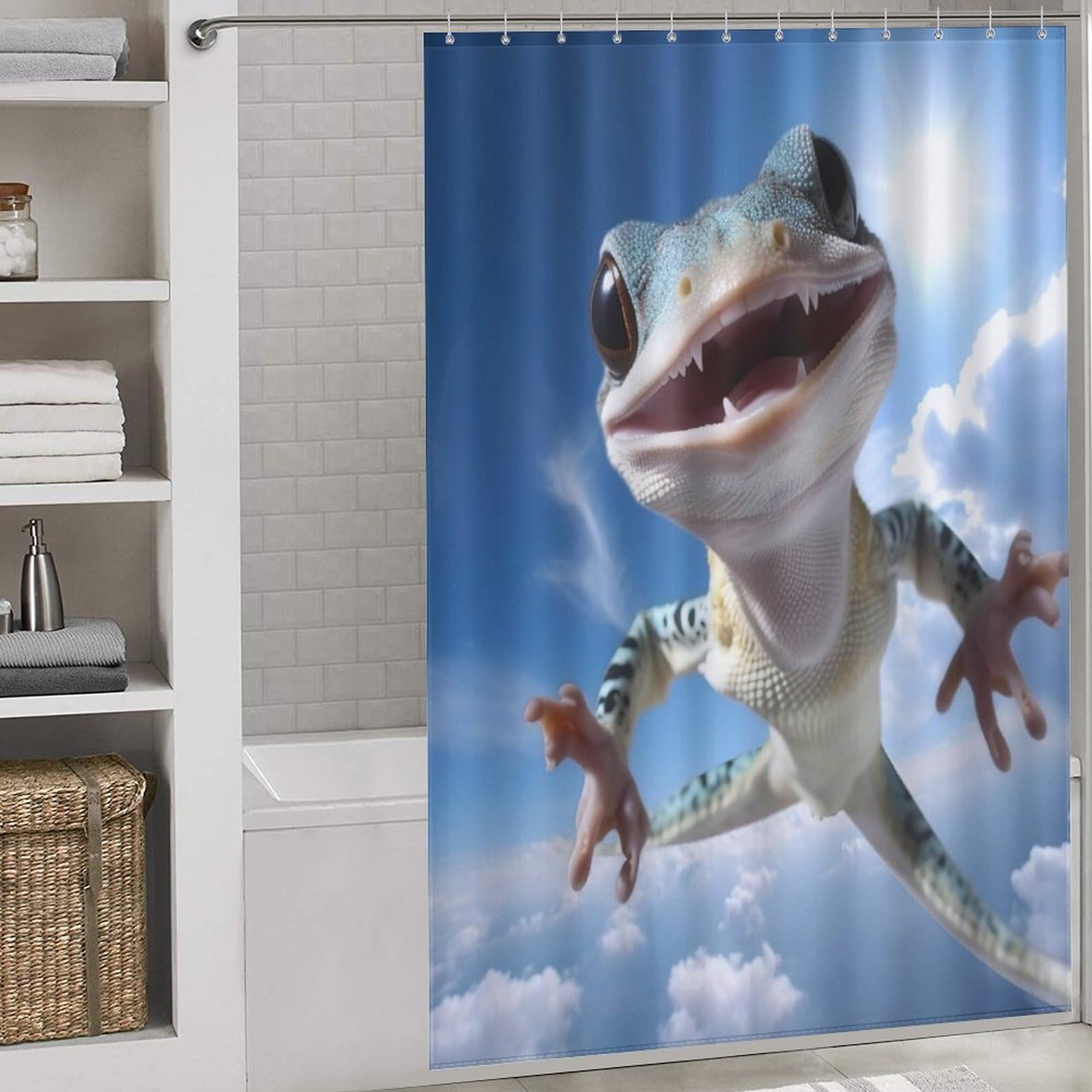 Rideau Douche Tissu caméléon Imperméable et Lavable pour Baignoire