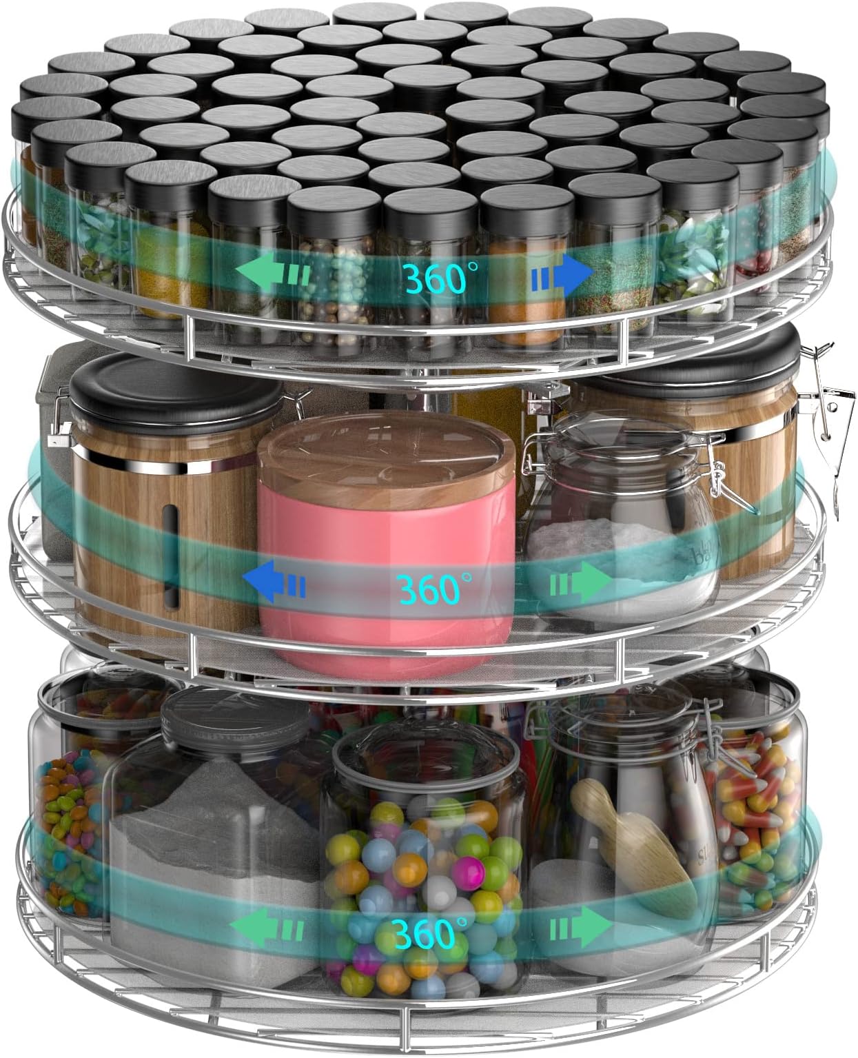 2 Tier Lazy Susan 13 inch, Independently Rotating