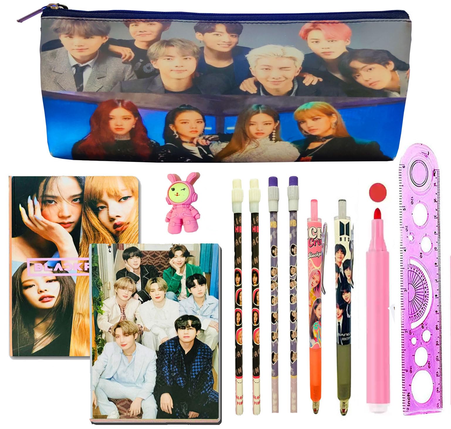 KOBBET Canvas 12Pcs Bts & Black Pink School Supply Stationery Gift Set For Kids Girls,Black Pink & Bts Pencil Case Diary,Pen Pencil Eraser For Girls Party Favor Birthday Gift Set (Style 2) (B0CG69Z3D3) Amazon Price History, Amazon Price Tracker