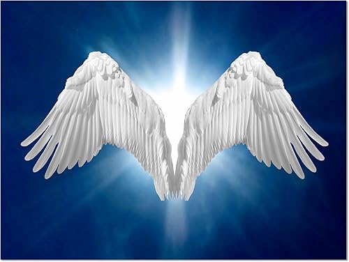 Miniatura 4 de Alas de ángel sobre fondo azul lienzo abstracto impresión artística