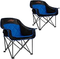 Vista 1 de FAIR WIND 2 Pack Oversized Padded Camping Chair Heavy Duty Quad Fold Arm Chair Portable for Outdoor - Support 450LBS, Blue
