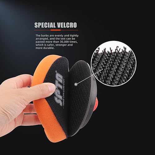 Miniatura 4 de SPTA 2 placas de respaldo flexible rotativas RO, almohadilla de respaldo suave de poliuretano de cara de aro y bucle, utilizada en pulidora rotativa