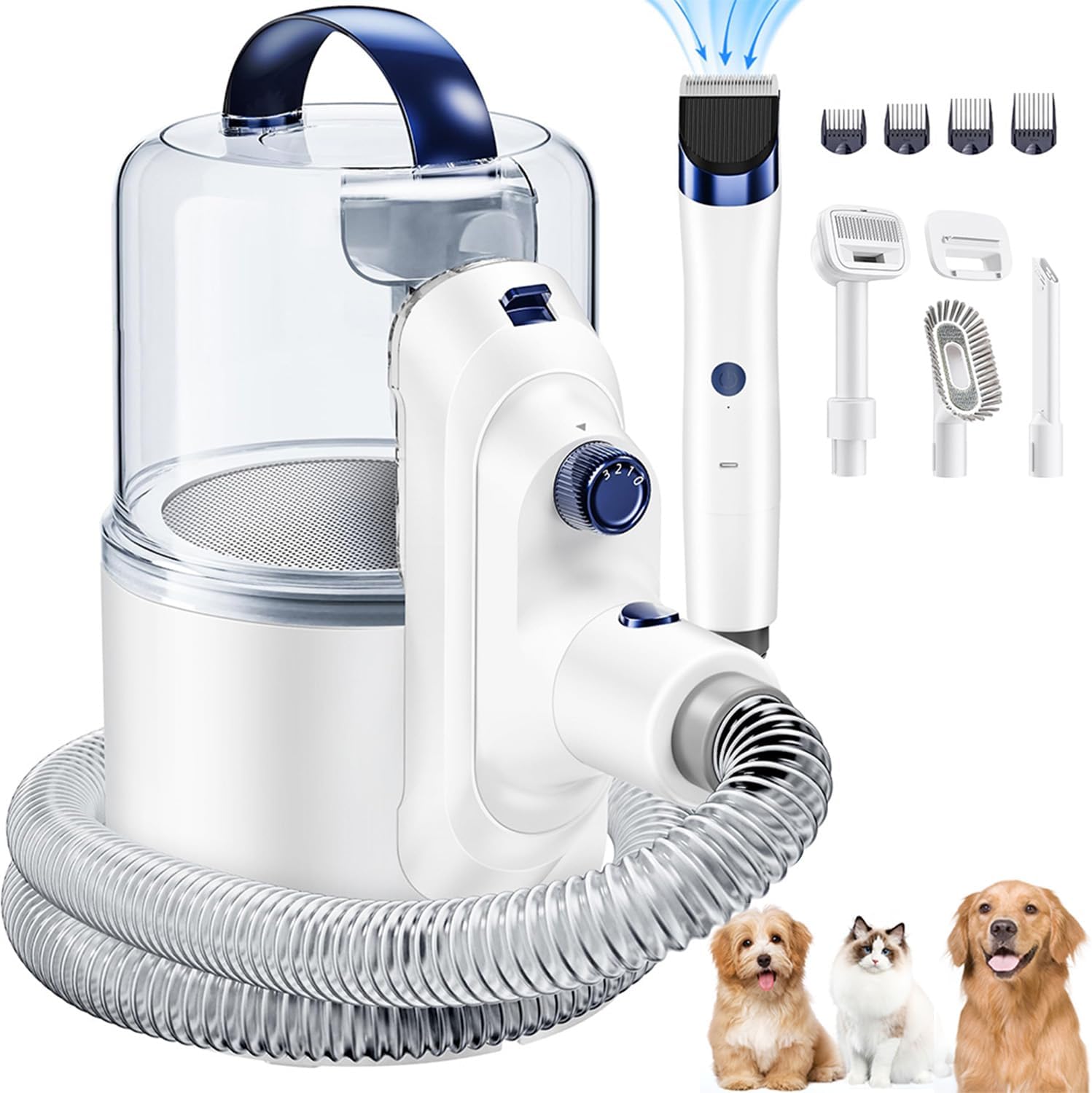 O'rengela Dog Vacuum for Shedding Grooming Trimming - P10 Pet Hair Grooming Vacuum with Clippers Grooming Tools, Suction 99% Pet Hair for Dogs, Cats and Other Pet