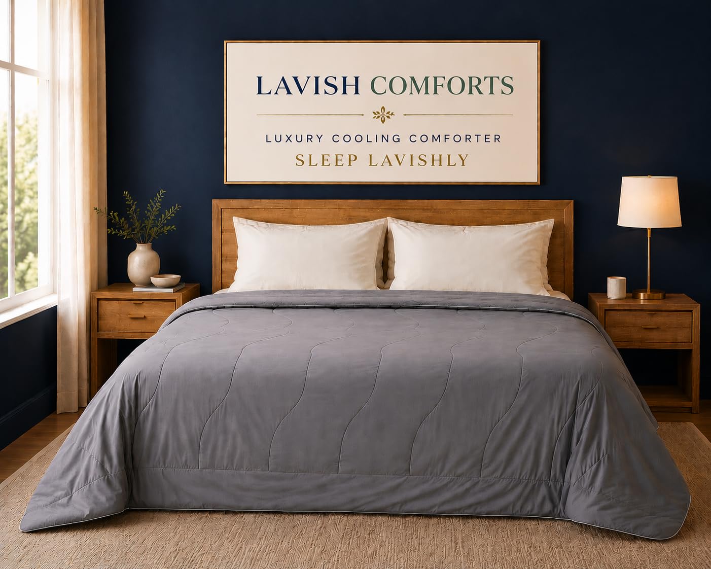 Lavish Comforts Cooling Comforter King Cal King Dark Grey