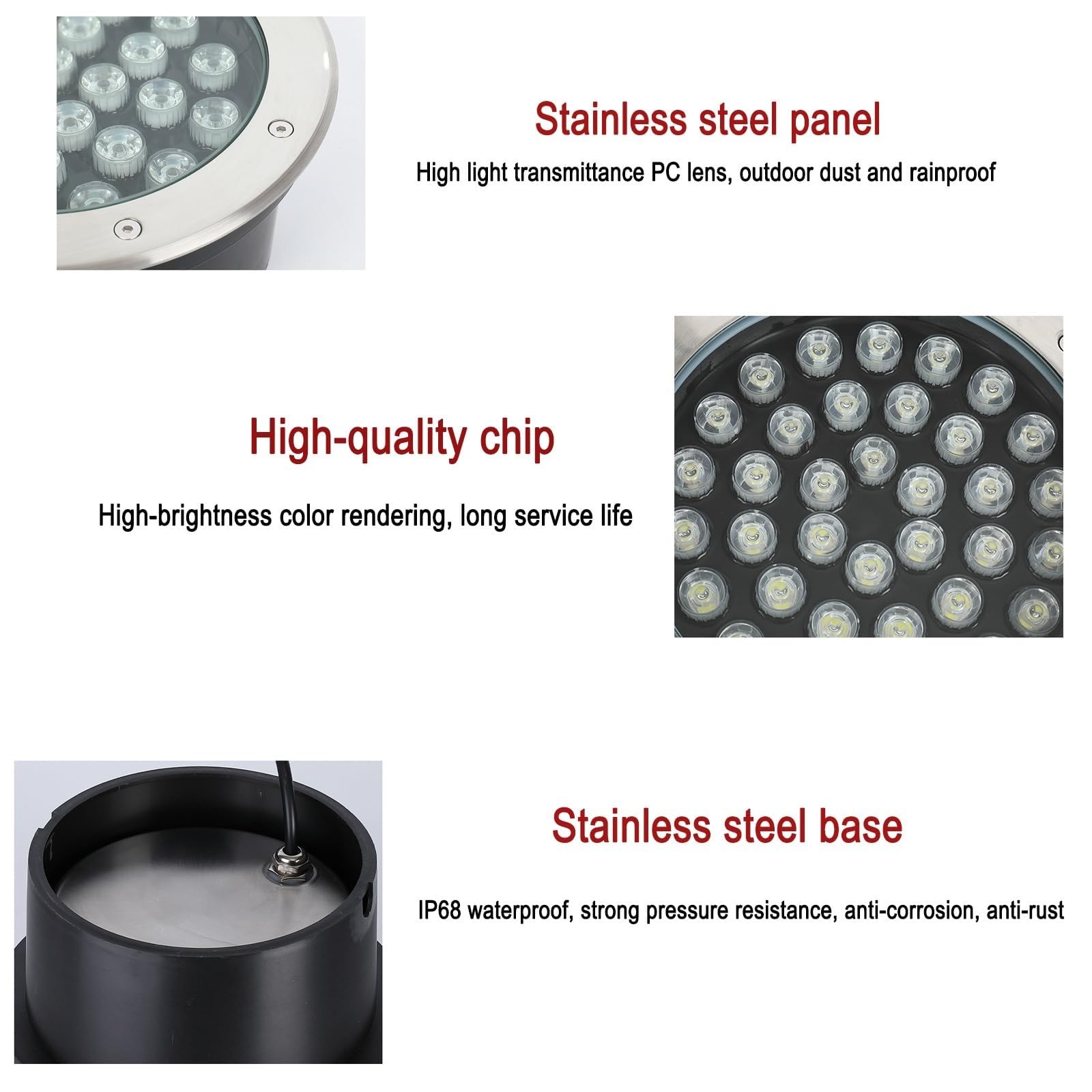 THEGA Luz LED Exteriores - Iluminación Enterrada, Focos LED Empotrables 220V, Focos Empotrables Exteriores IP67, Resistentes Al Agua, Iluminación para Jardín Y Patio(White,36W)